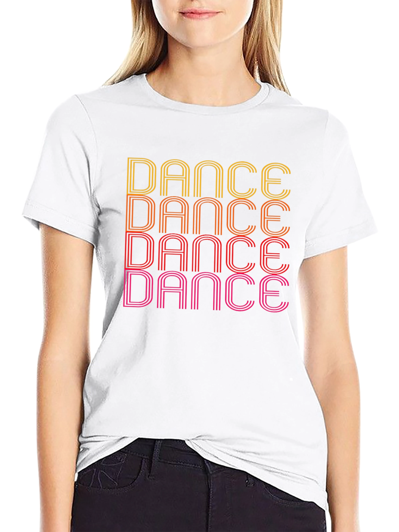 Retro Dance Graphic Tee - Black Cotton T-Shirt