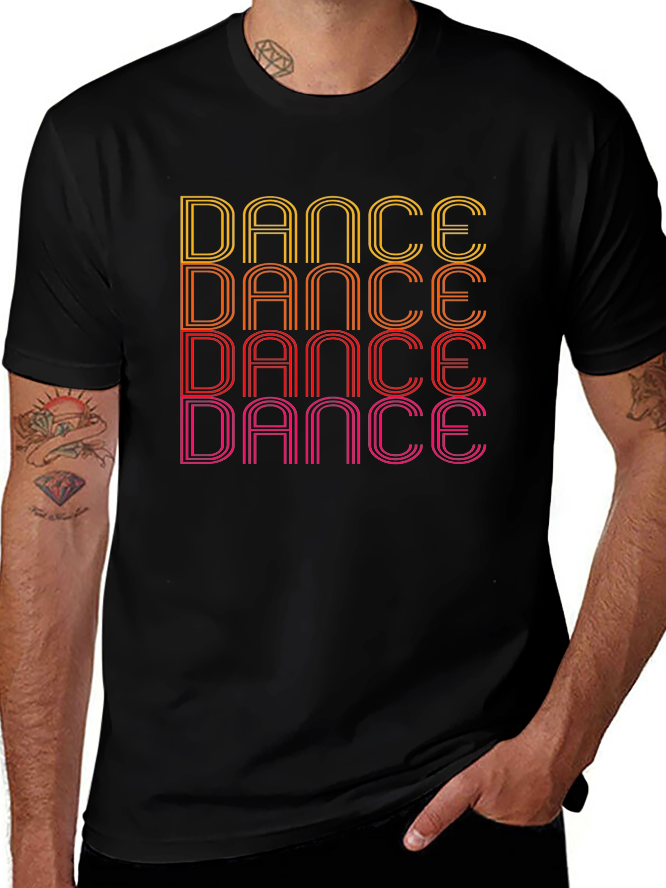 Retro Dance Graphic Tee - Black Cotton T-Shirt