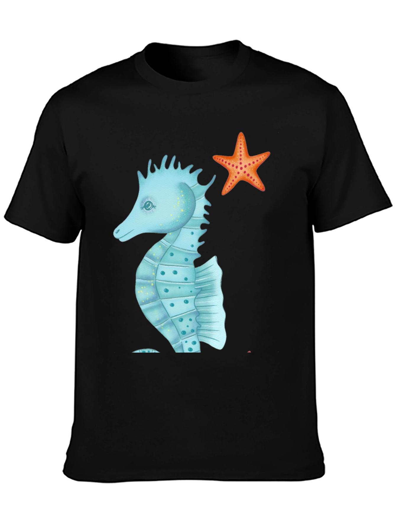 Sea Life T-Shirt: Seahorse & Starfish Graphic Tee