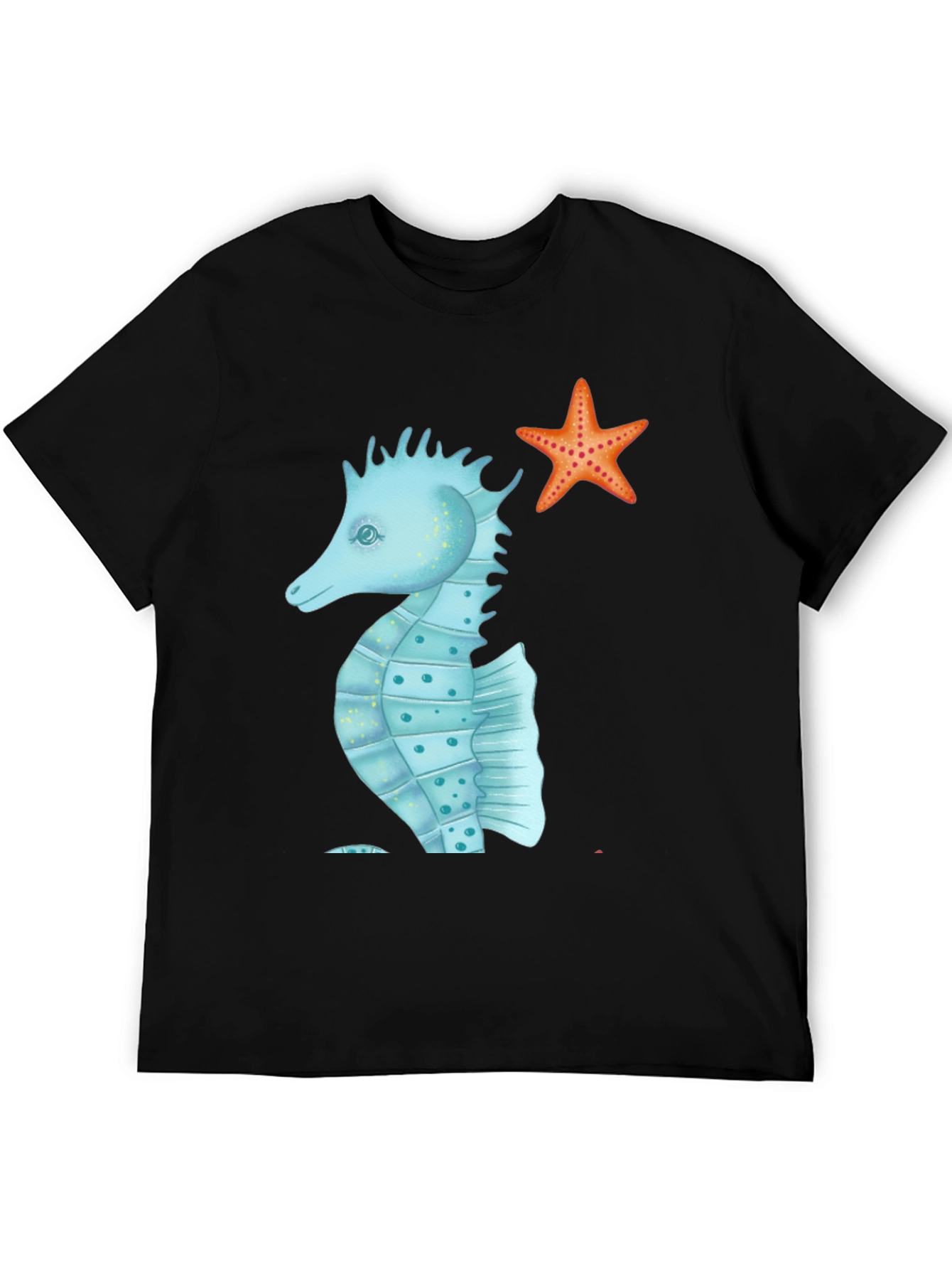 Sea Life T-Shirt: Seahorse & Starfish Graphic Tee