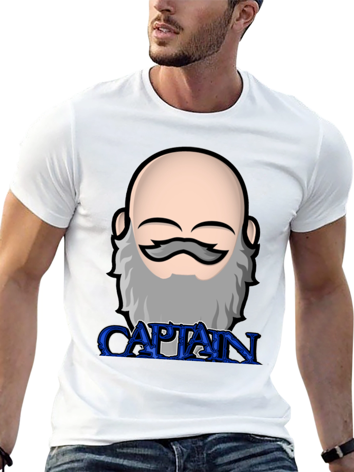 Captain Cartoon T-Shirt | Black Cotton Crew Neck