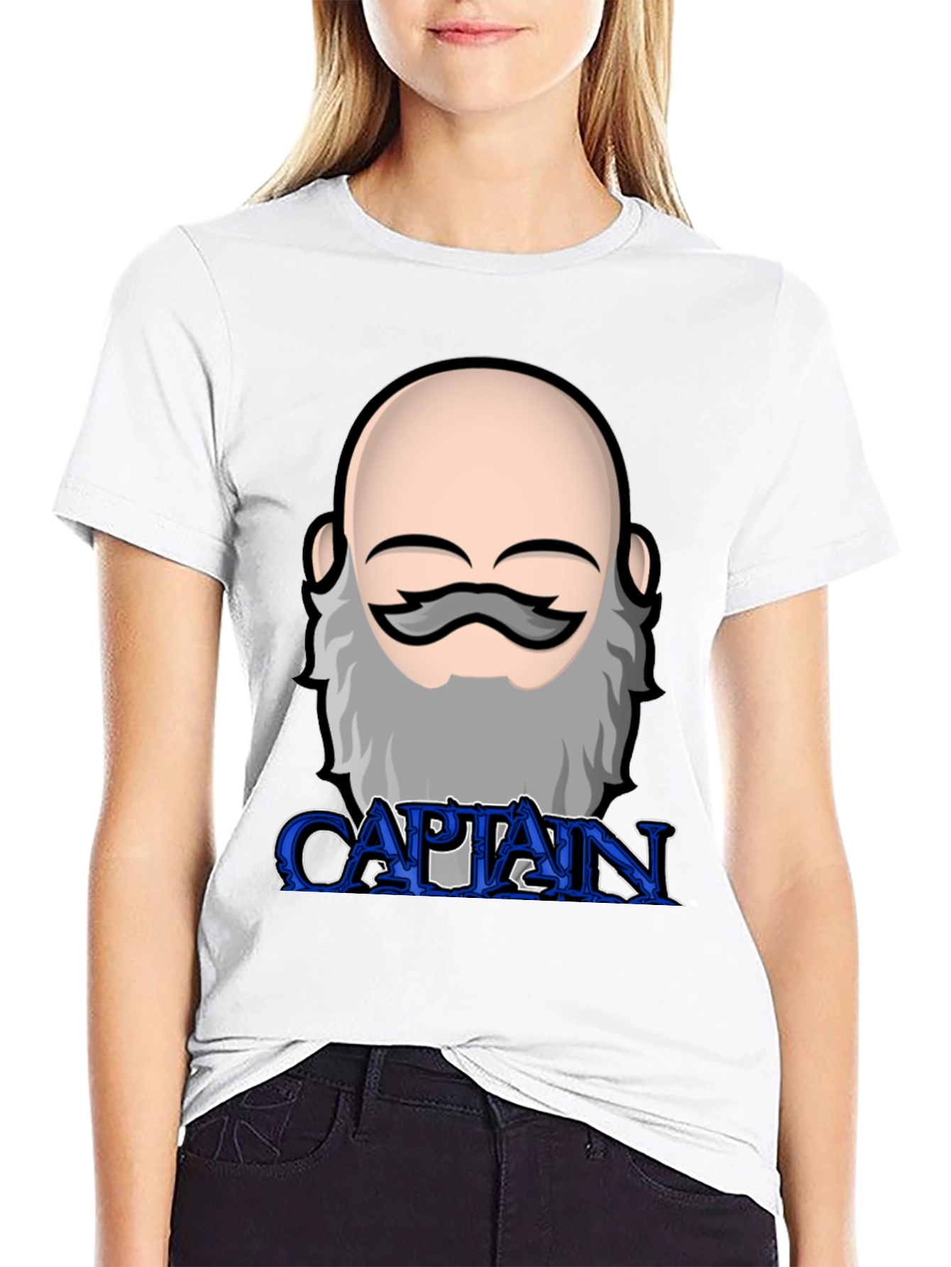 Captain Cartoon T-Shirt | Black Cotton Crew Neck