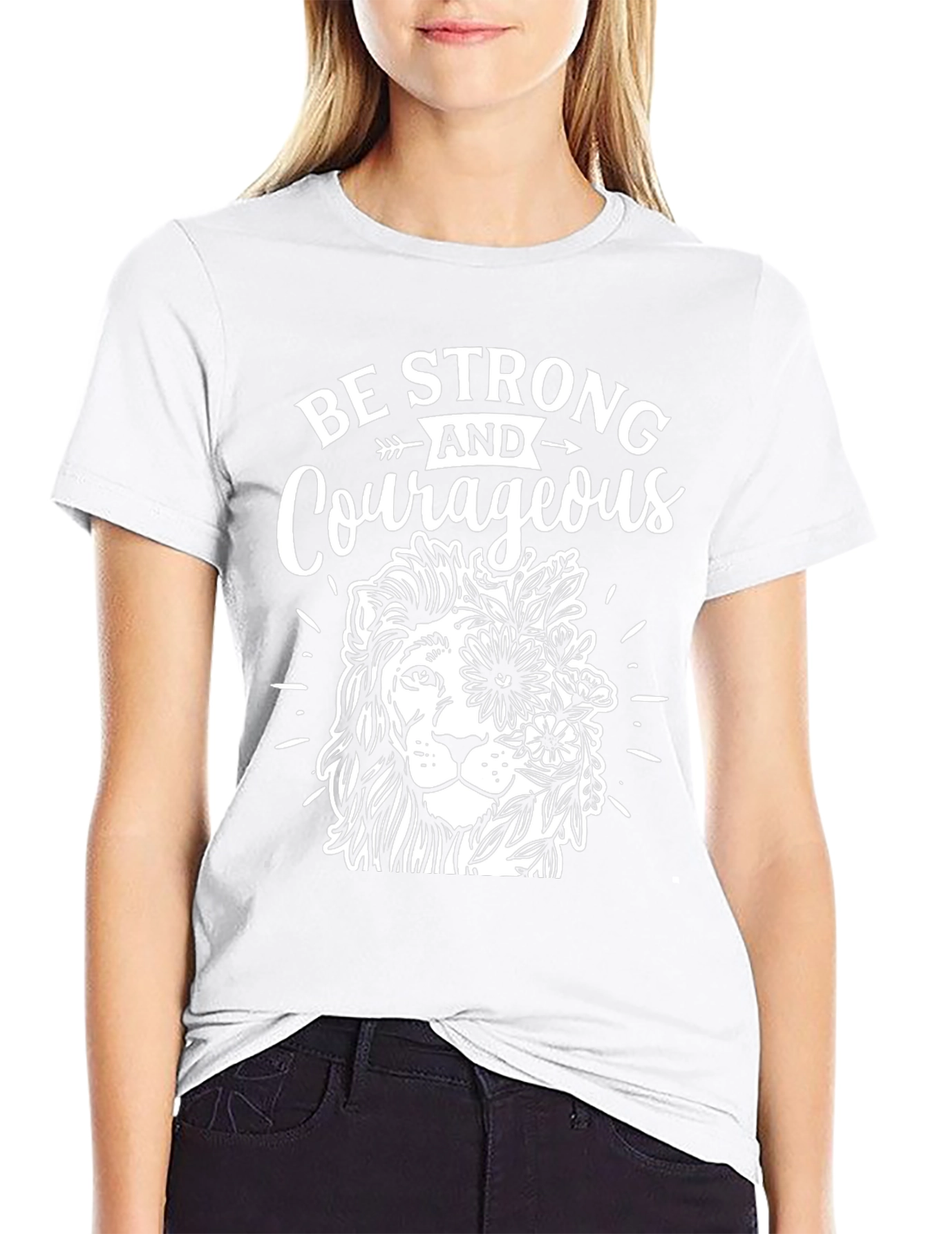 Be Strong and Courageous Lion Graphic T-Shirt