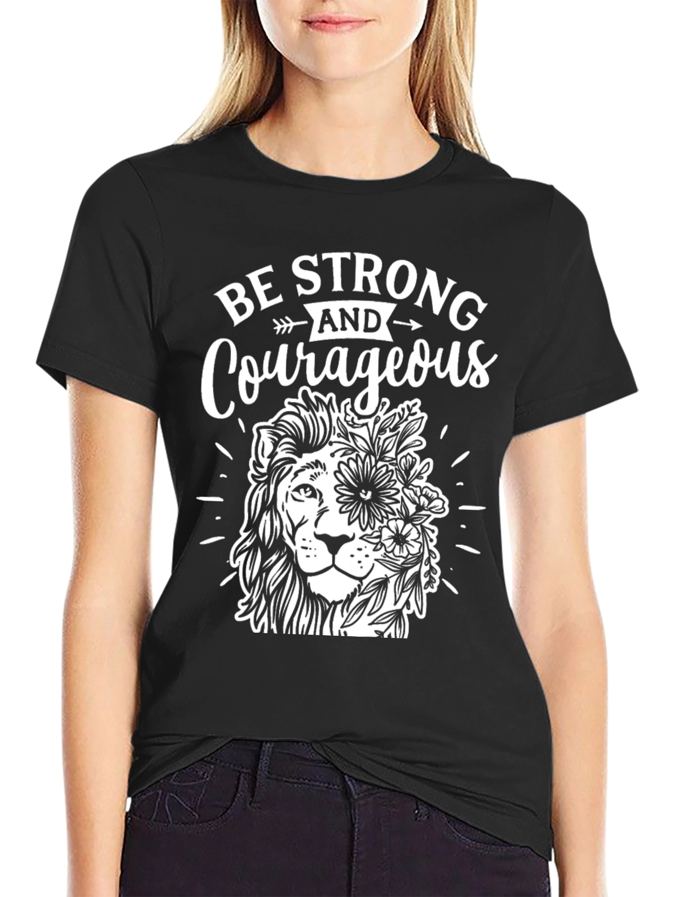 Be Strong and Courageous Lion Graphic T-Shirt