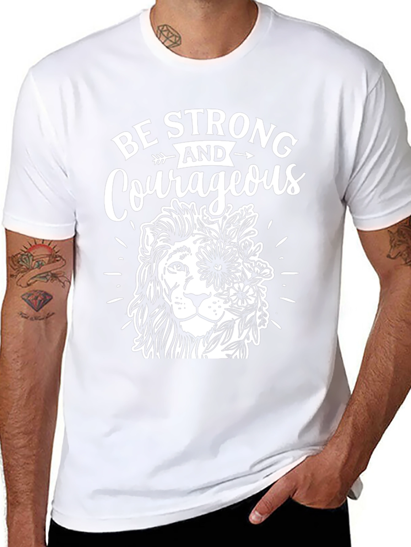 Be Strong and Courageous Lion Graphic T-Shirt