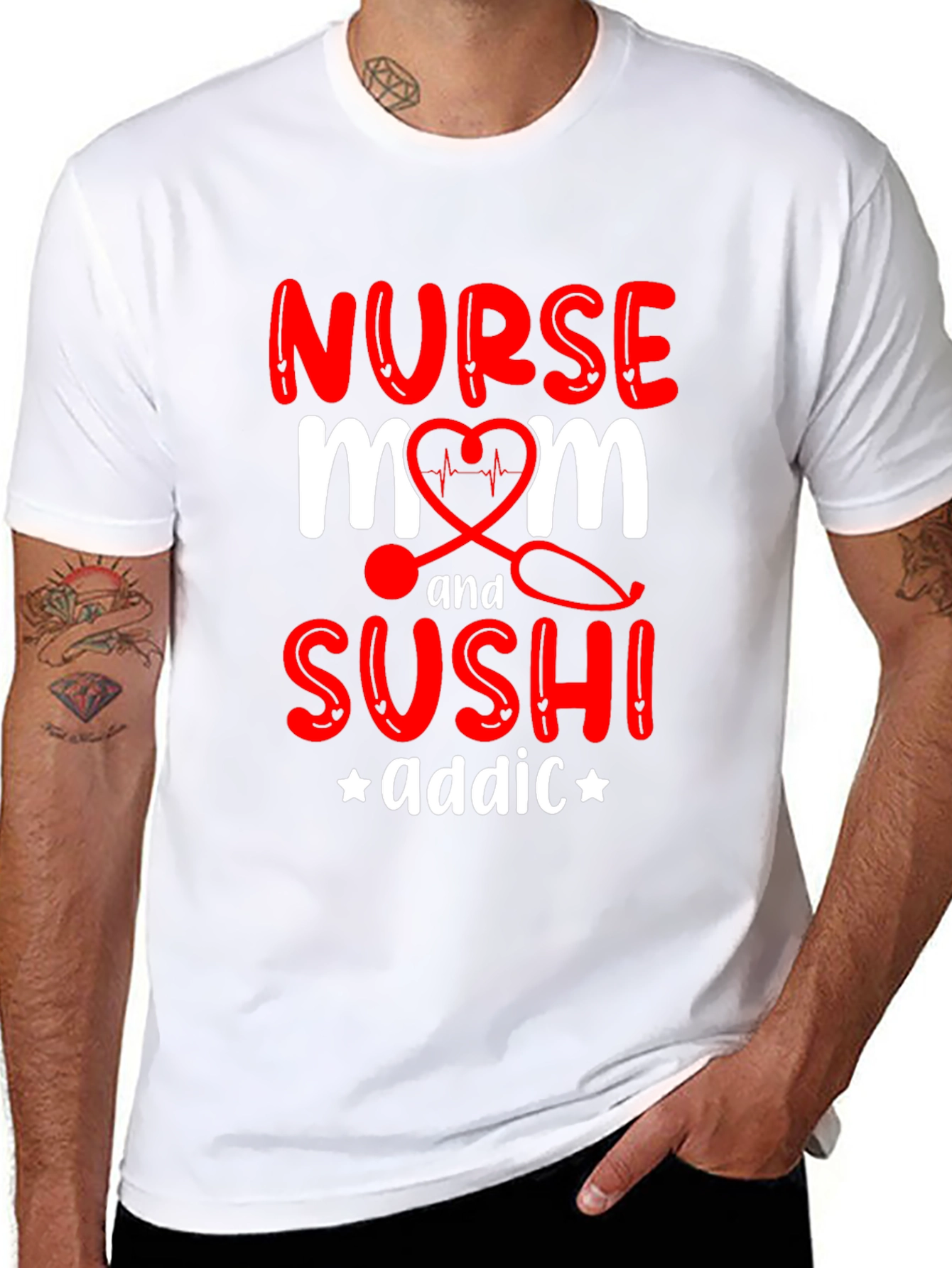 Nurse Mom Sushi Addict Graphic T-Shirt