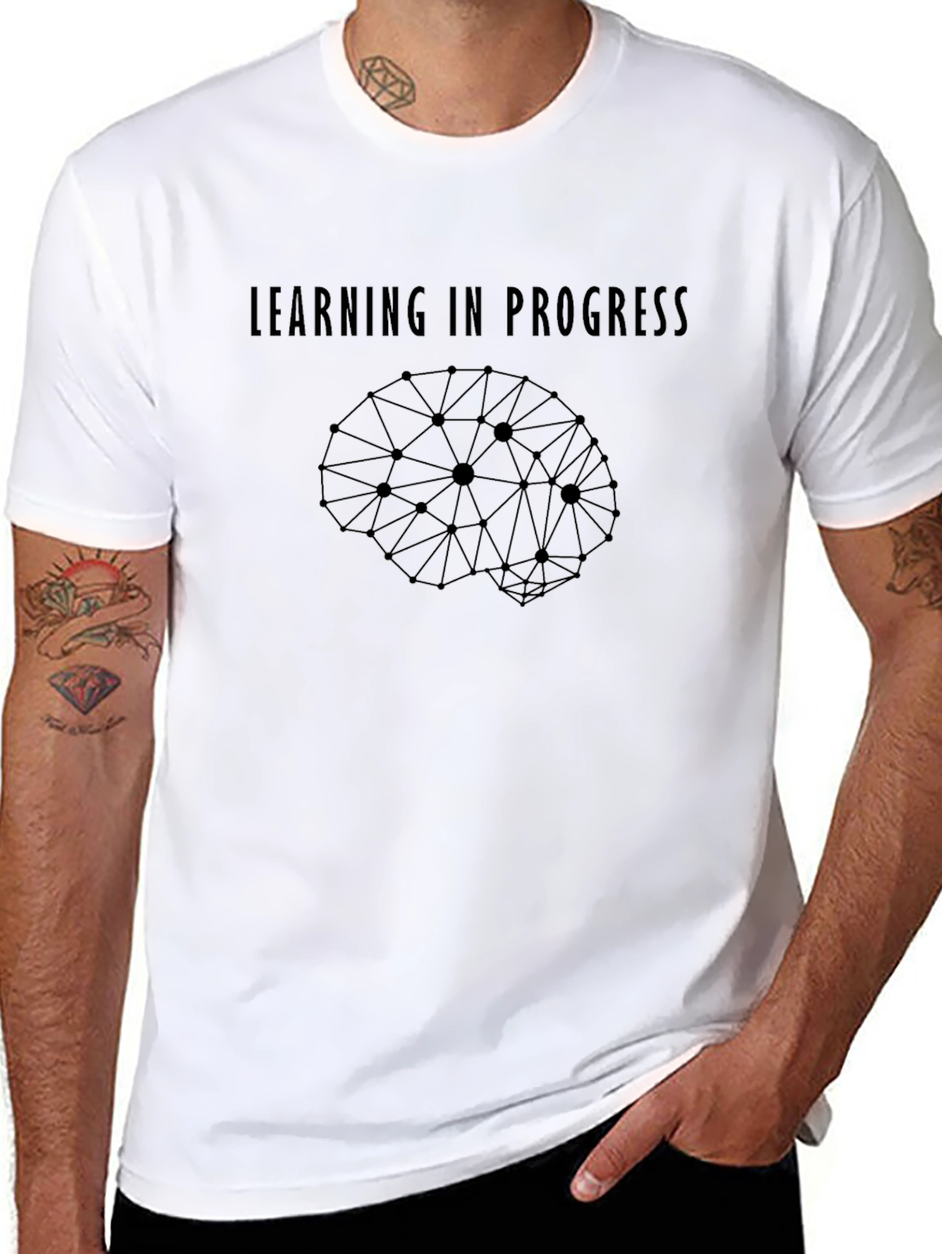Learning in Progress Brain Graphic Tee - Black