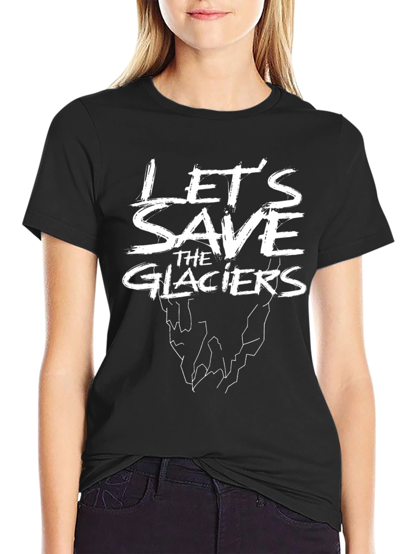Save the Glaciers Black Graphic T-Shirt