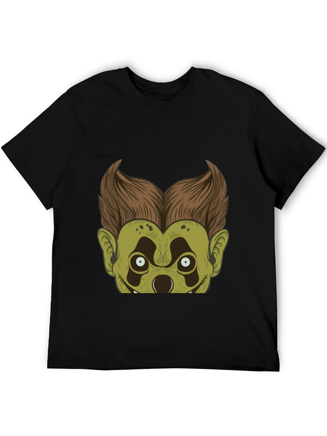 Monster Character Graphic Tee - Black Cotton Blend