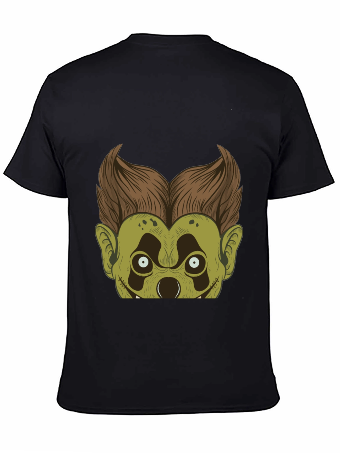 Monster Character Graphic Tee - Black Cotton Blend