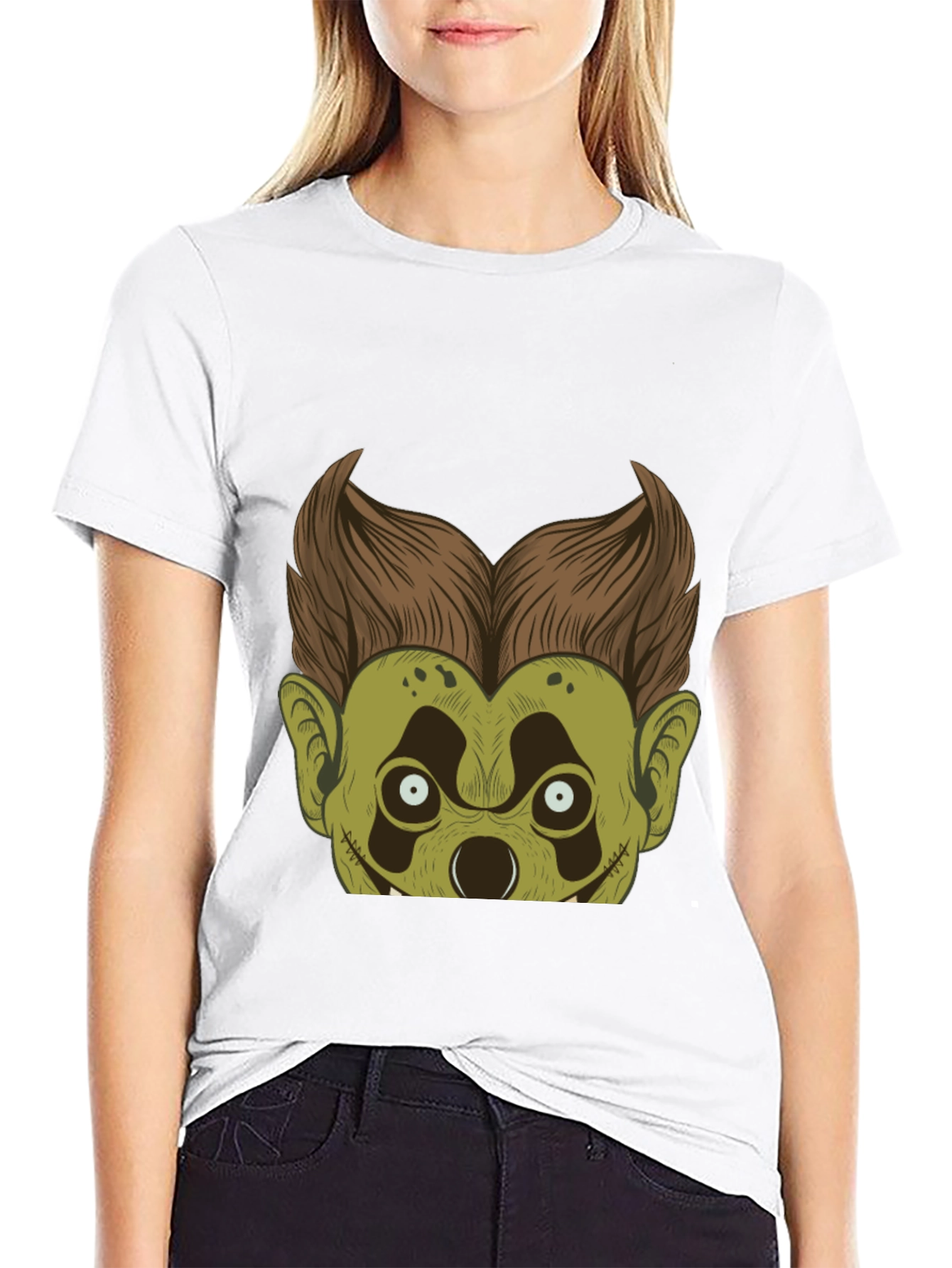 Monster Character Graphic Tee - Black Cotton Blend