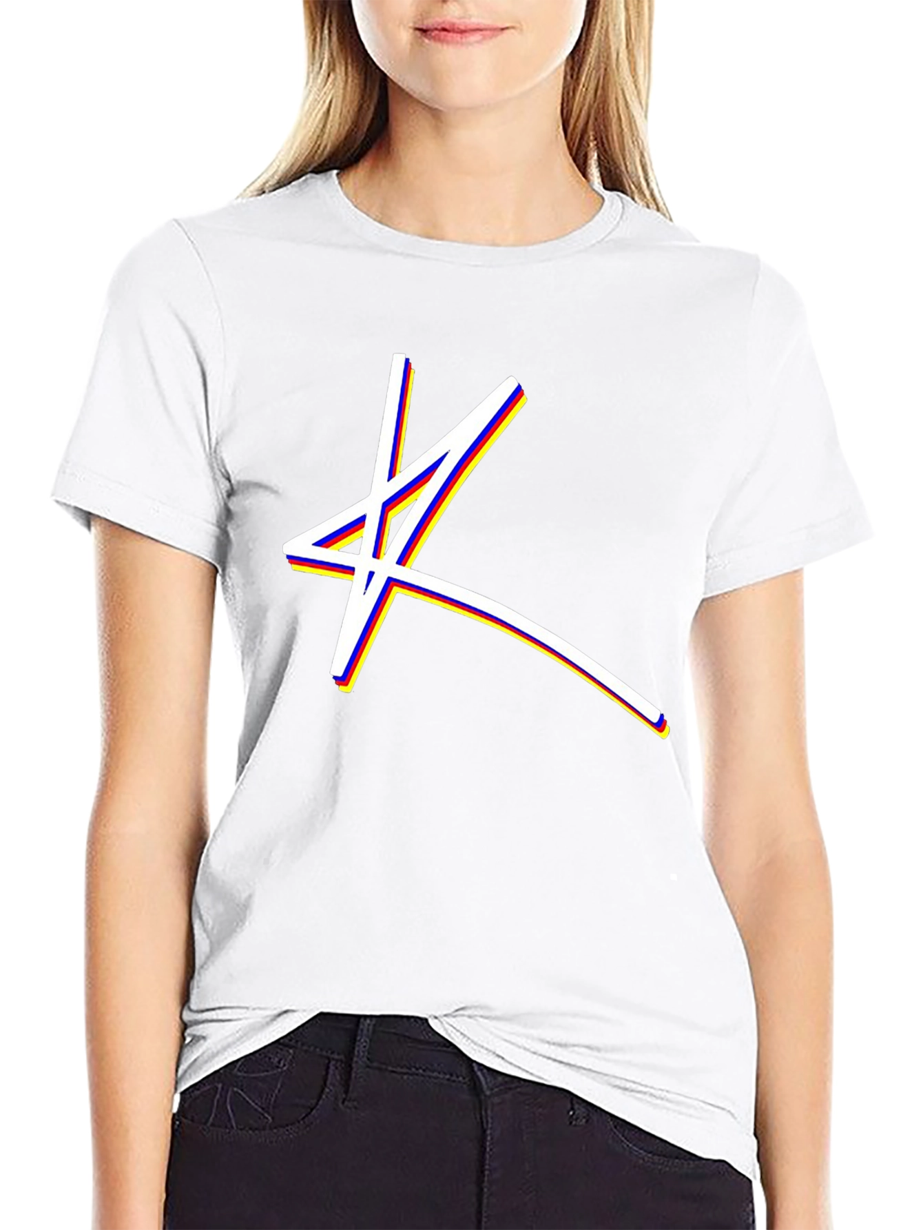 Abstract Star Graphic Black T-Shirt
