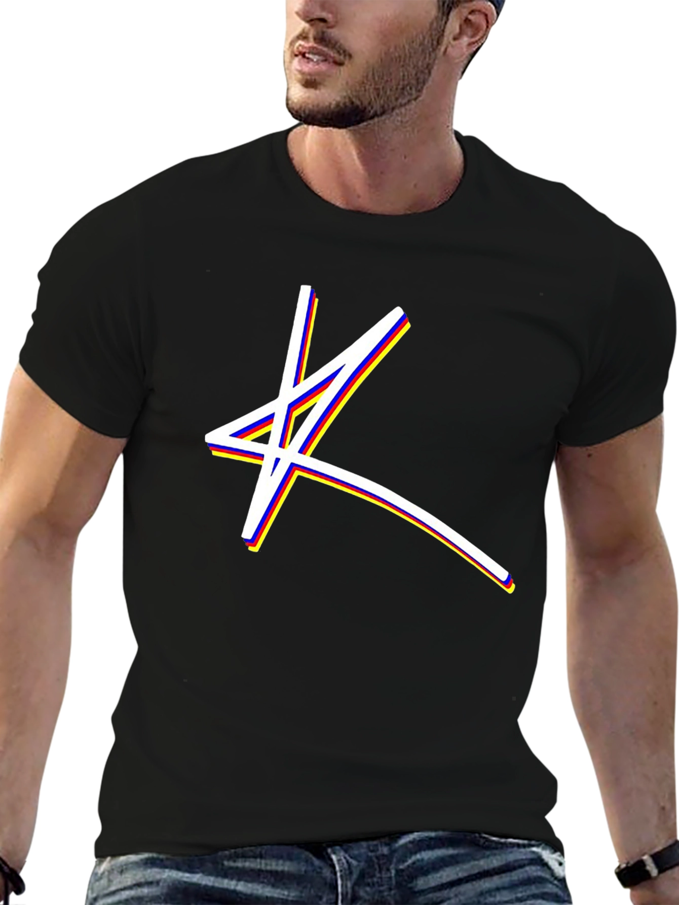 Abstract Star Graphic Black T-Shirt