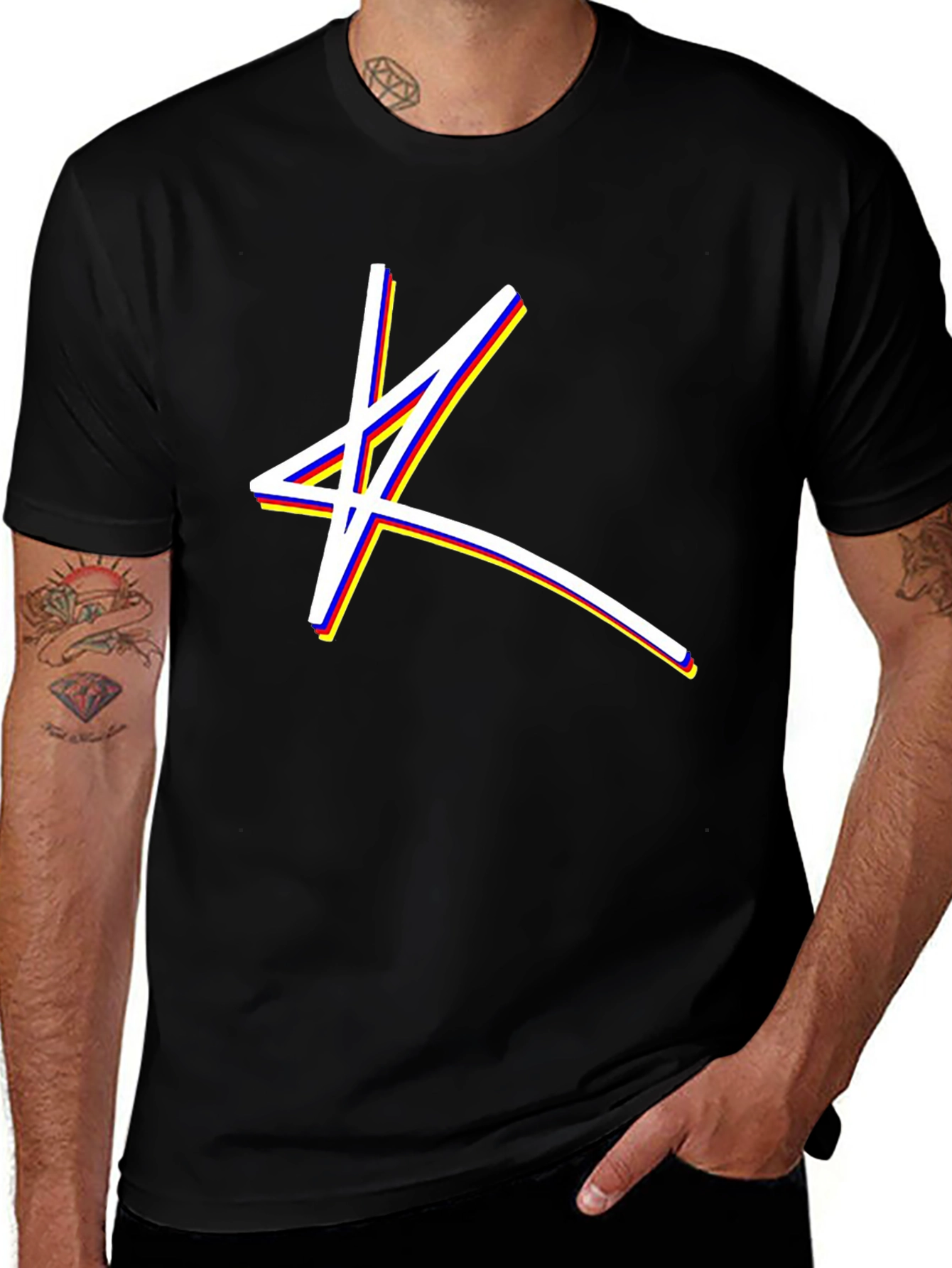 Abstract Star Graphic Black T-Shirt