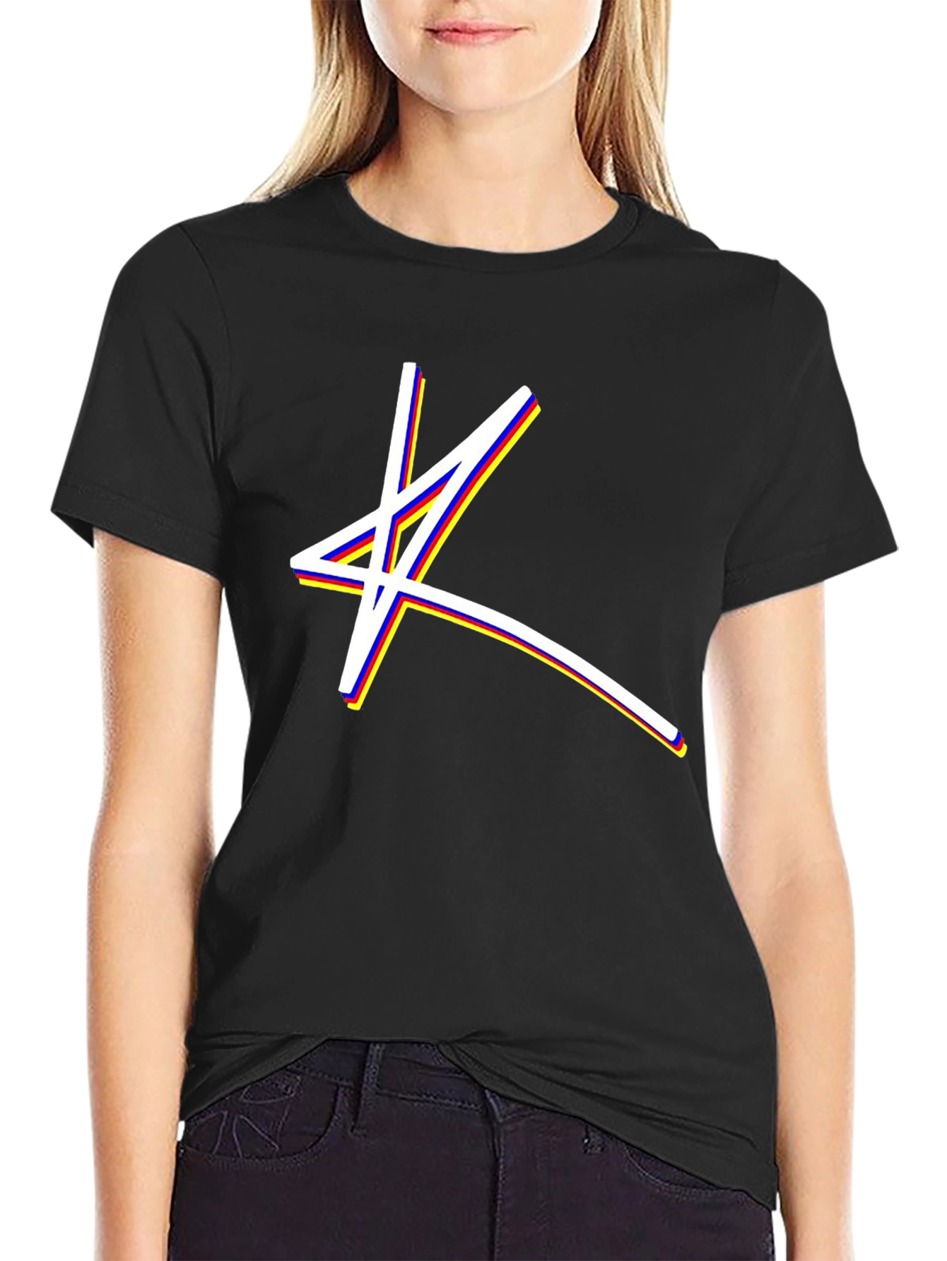 Abstract Star Graphic Black T-Shirt
