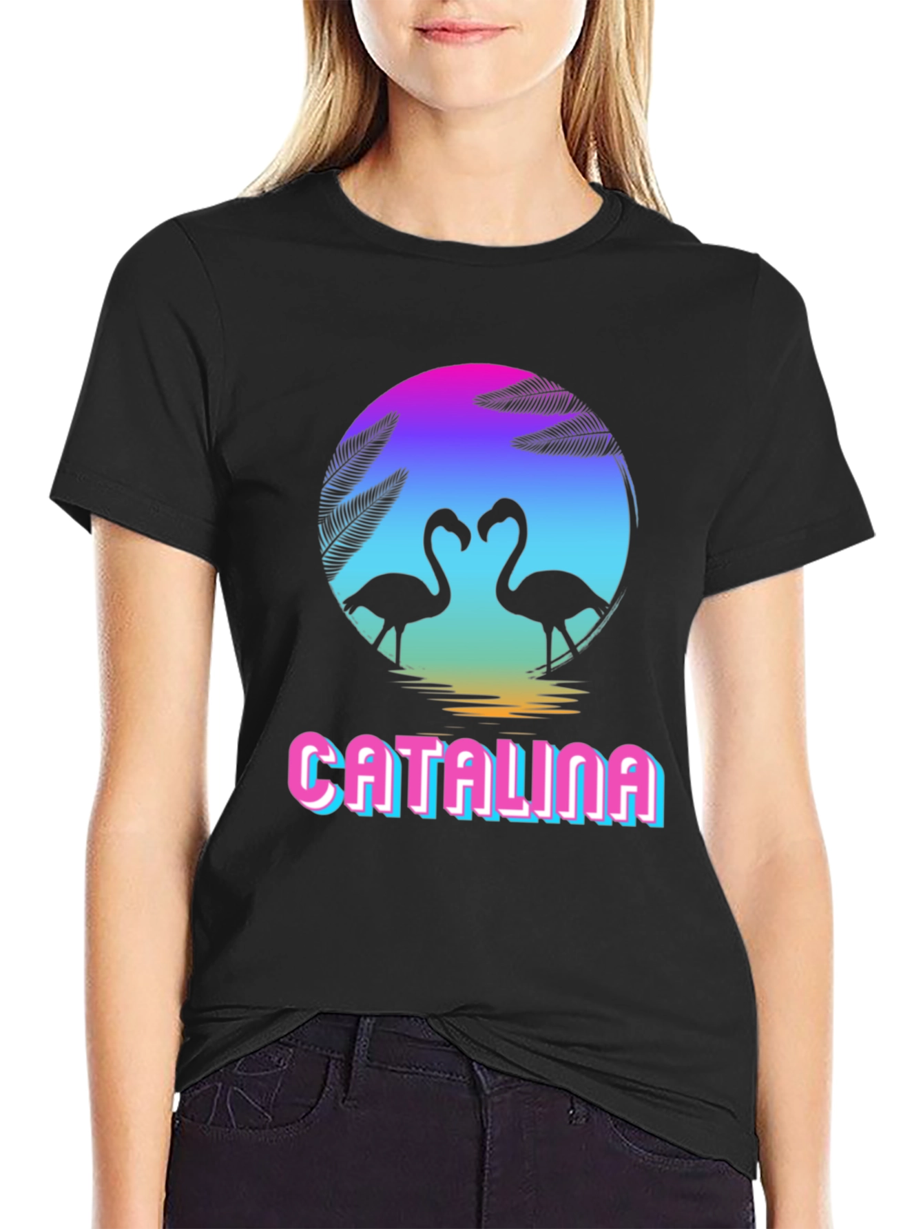 Catalina Flamingo Sunset Graphic Tee - Retro Style