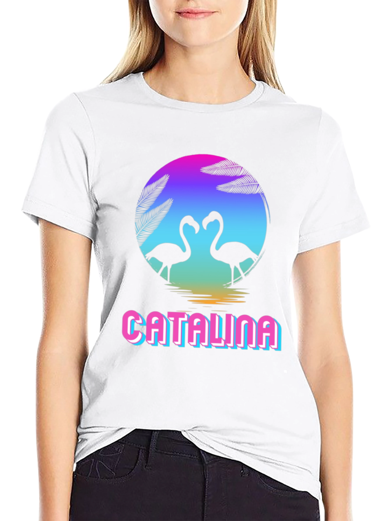 Catalina Flamingo Sunset Graphic Tee - Retro Style