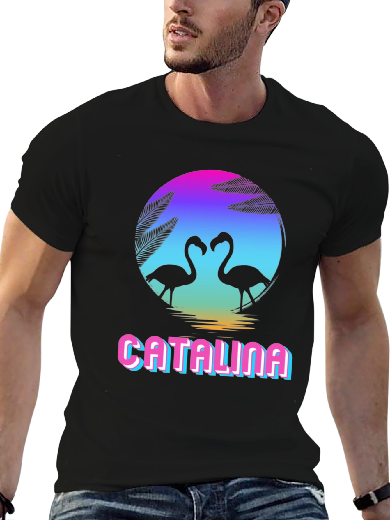Catalina Flamingo Sunset Graphic Tee - Retro Style