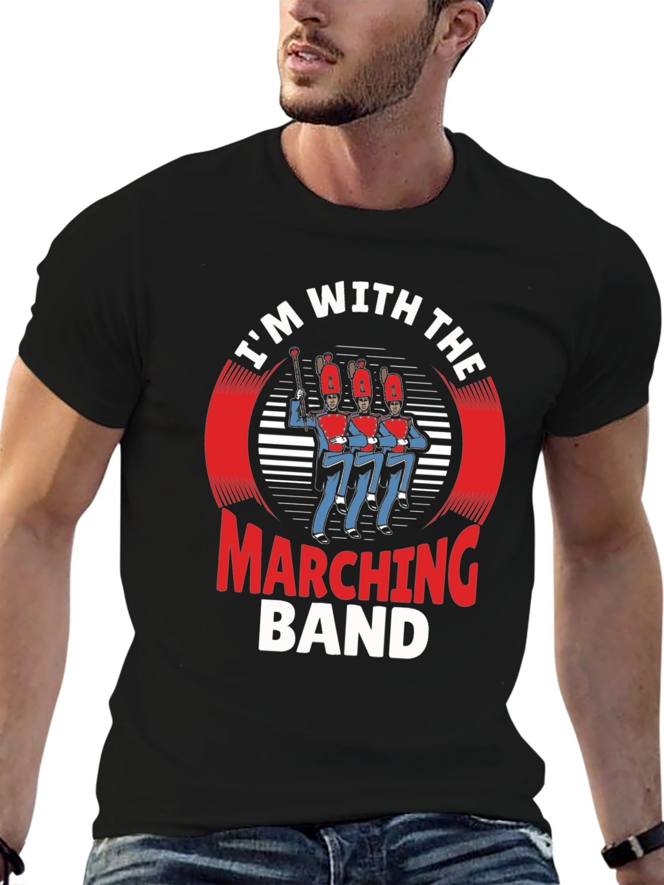 Marching Band Tee - Black Cotton Graphic T-Shirt