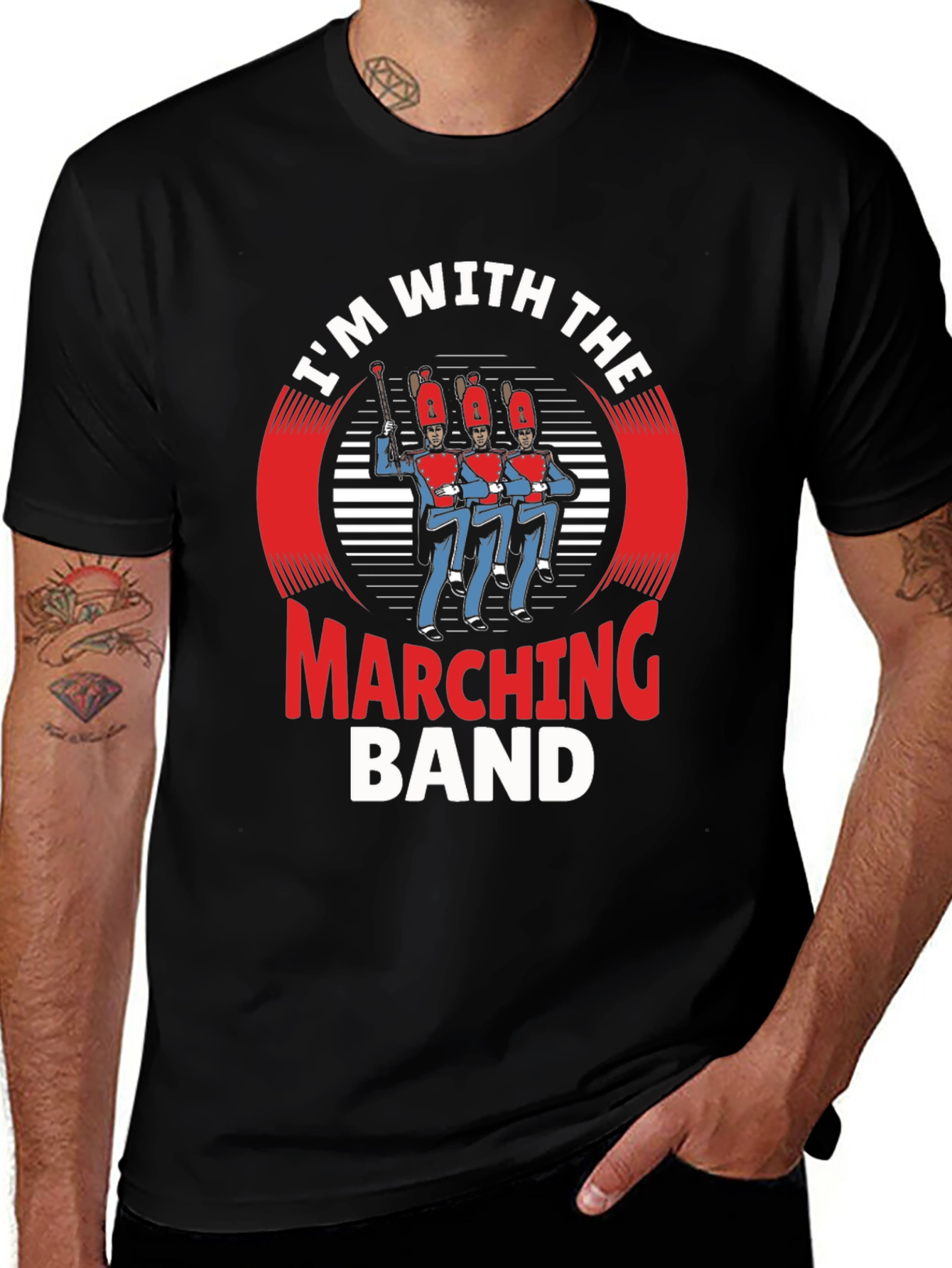 Marching Band Tee - Black Cotton Graphic T-Shirt