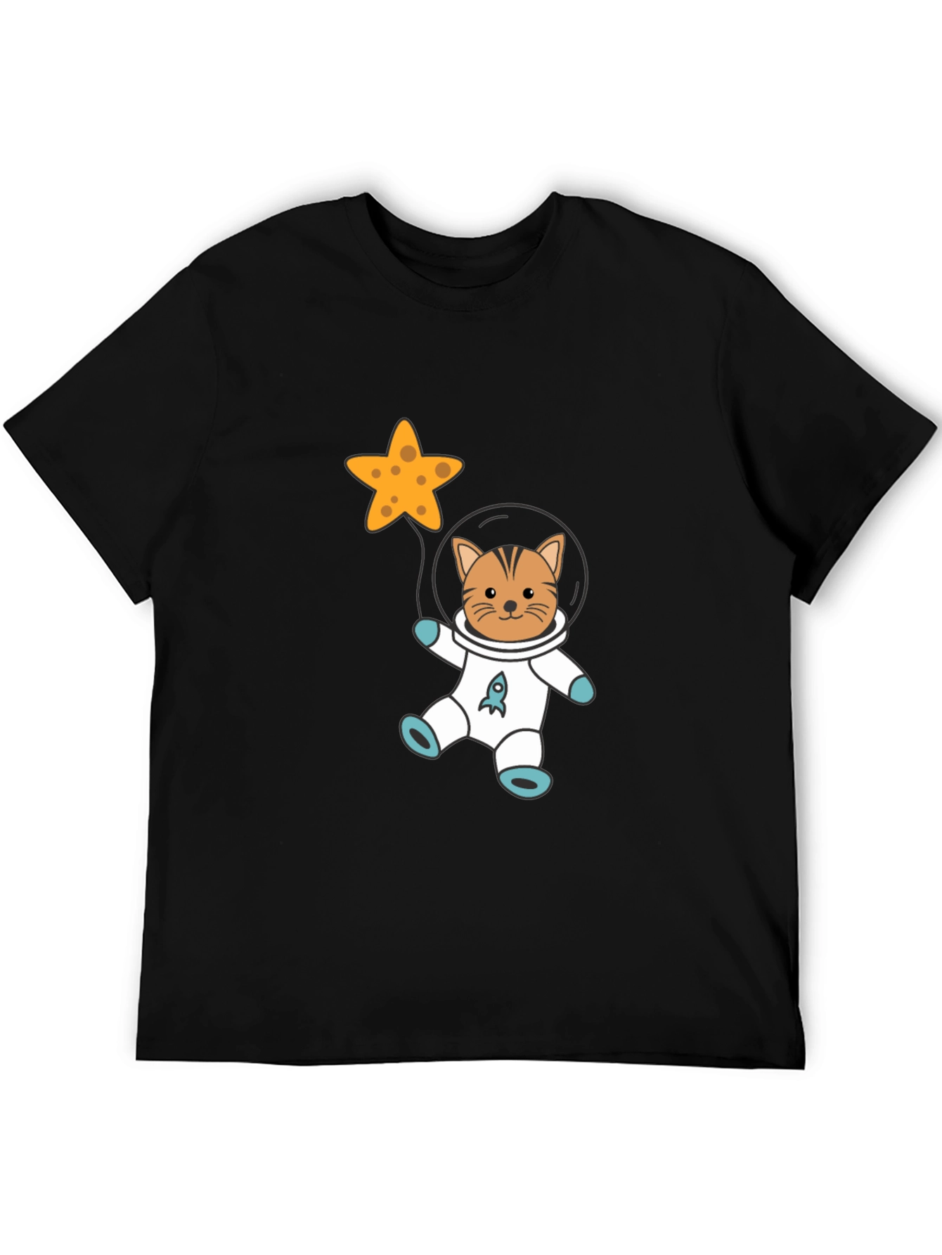 Astronaut Cat Graphic Tee - Black T-Shirt