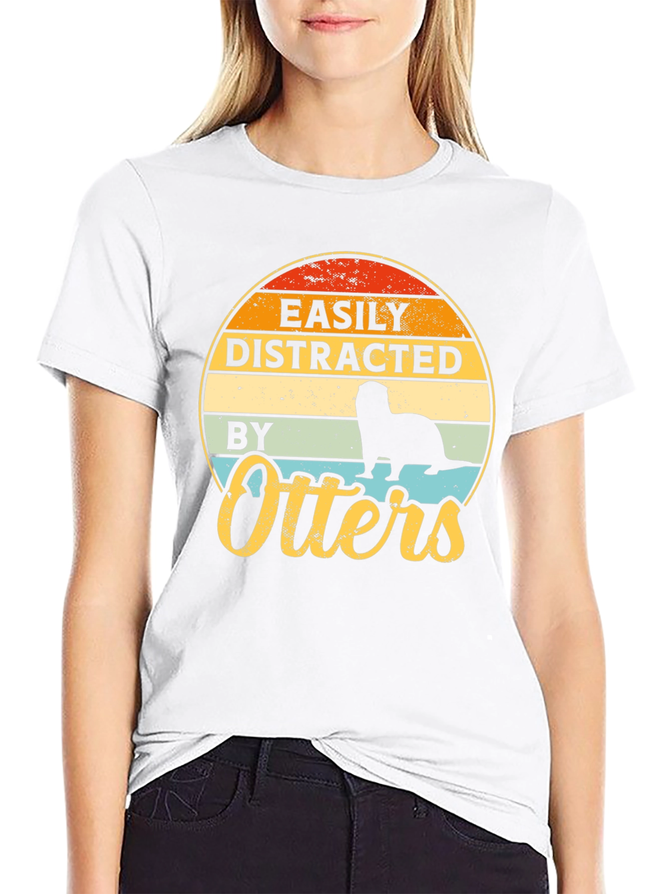 Easily Distracted By Otters T-Shirt - Retro Style