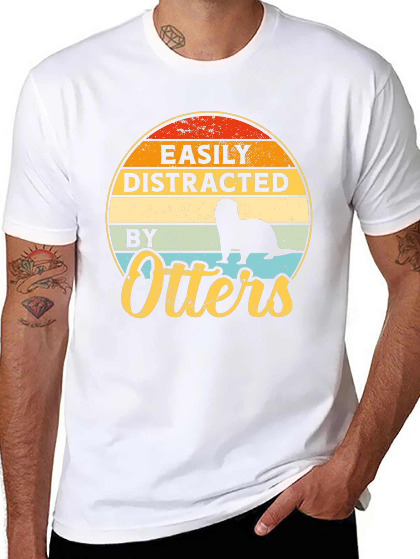 Easily Distracted By Otters T-Shirt - Retro Style