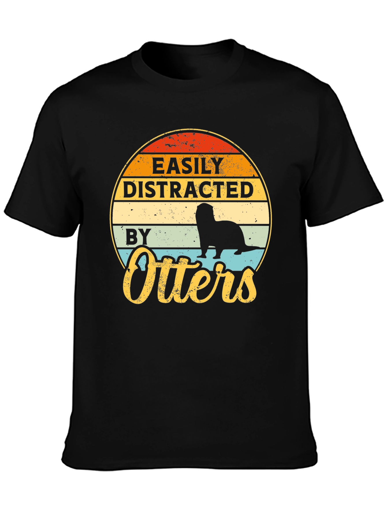 Easily Distracted By Otters T-Shirt - Retro Style