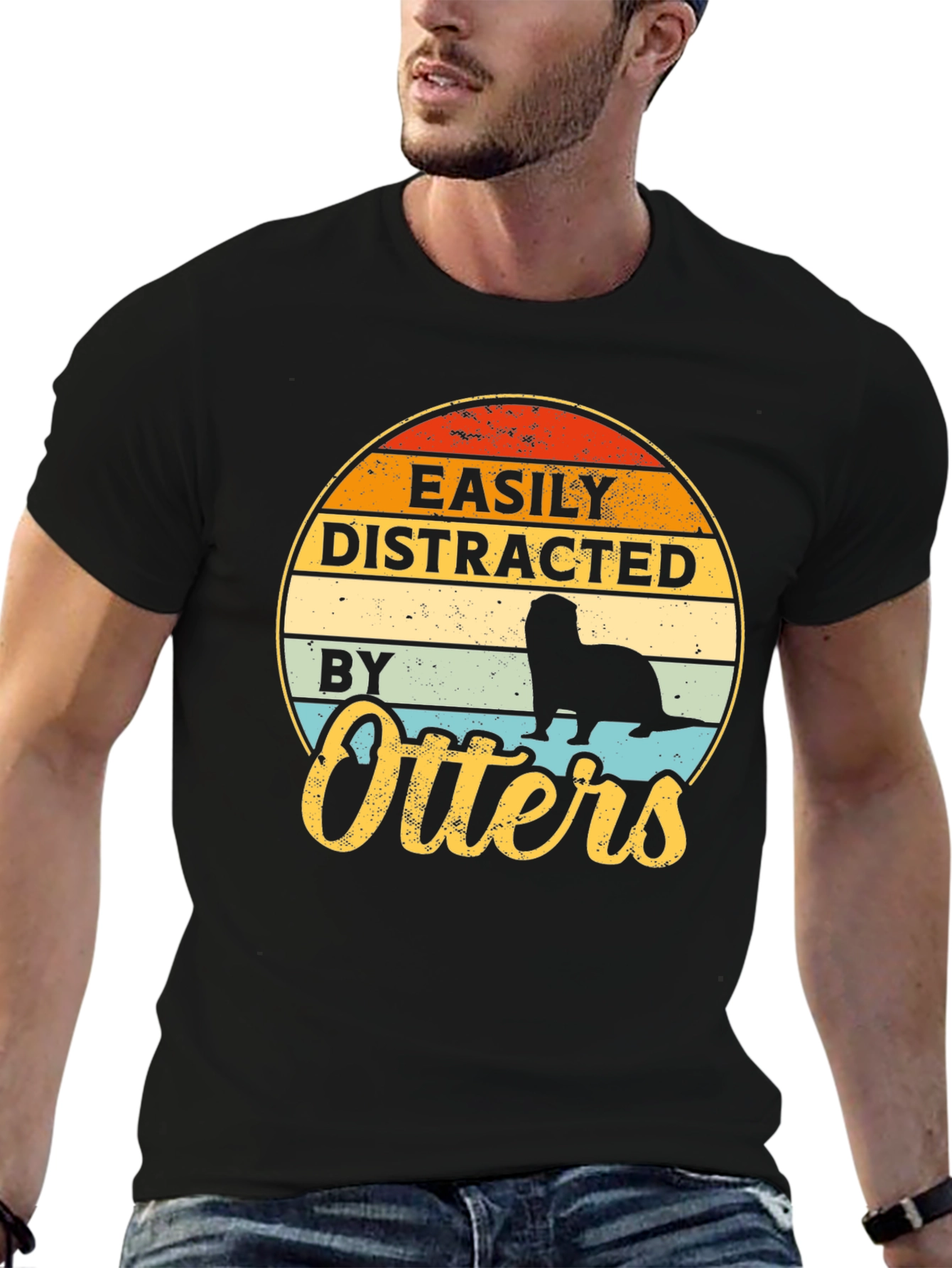 Easily Distracted By Otters T-Shirt - Retro Style