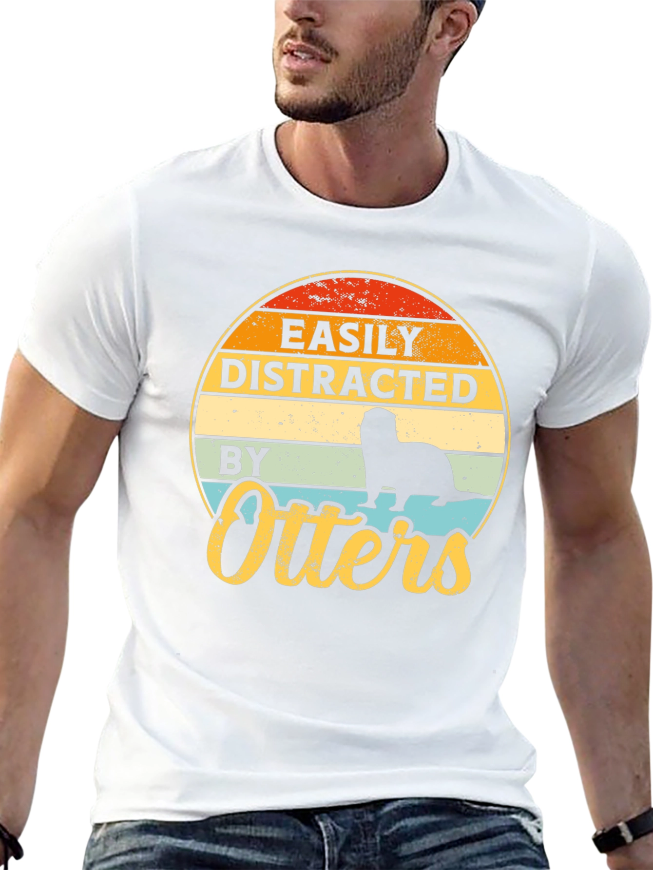 Easily Distracted By Otters T-Shirt - Retro Style