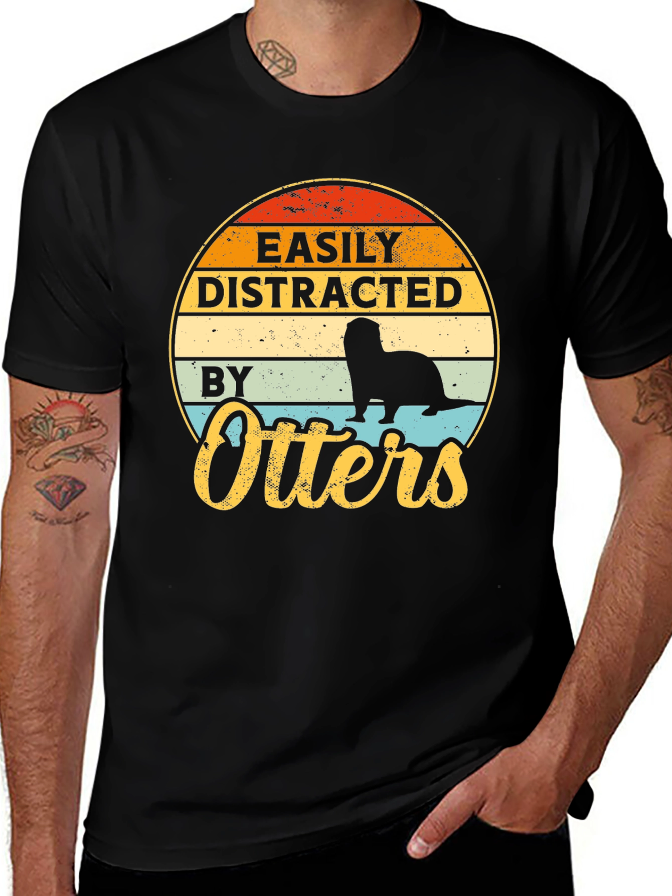 Easily Distracted By Otters T-Shirt - Retro Style