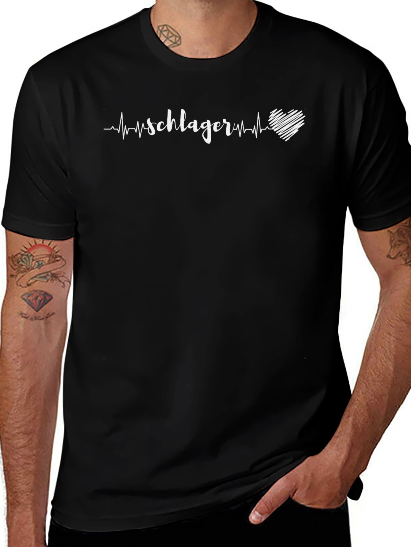 Schlager Heartbeat T-Shirt - Black Casual Tee