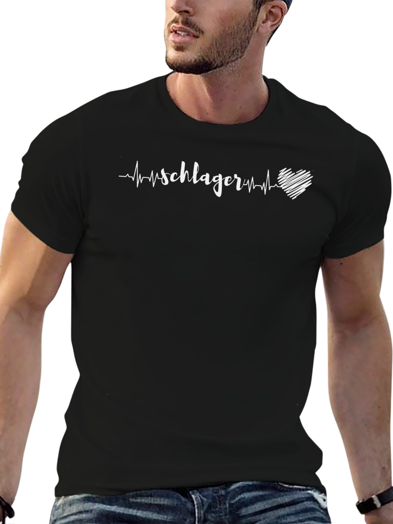 Schlager Heartbeat T-Shirt - Black Casual Tee