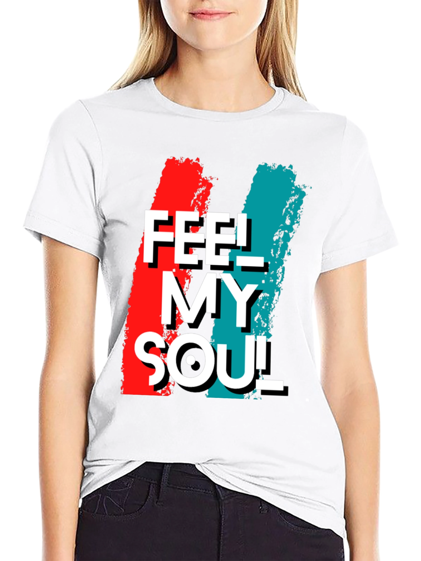 Feel My Soul Graphic Print Black T-Shirt
