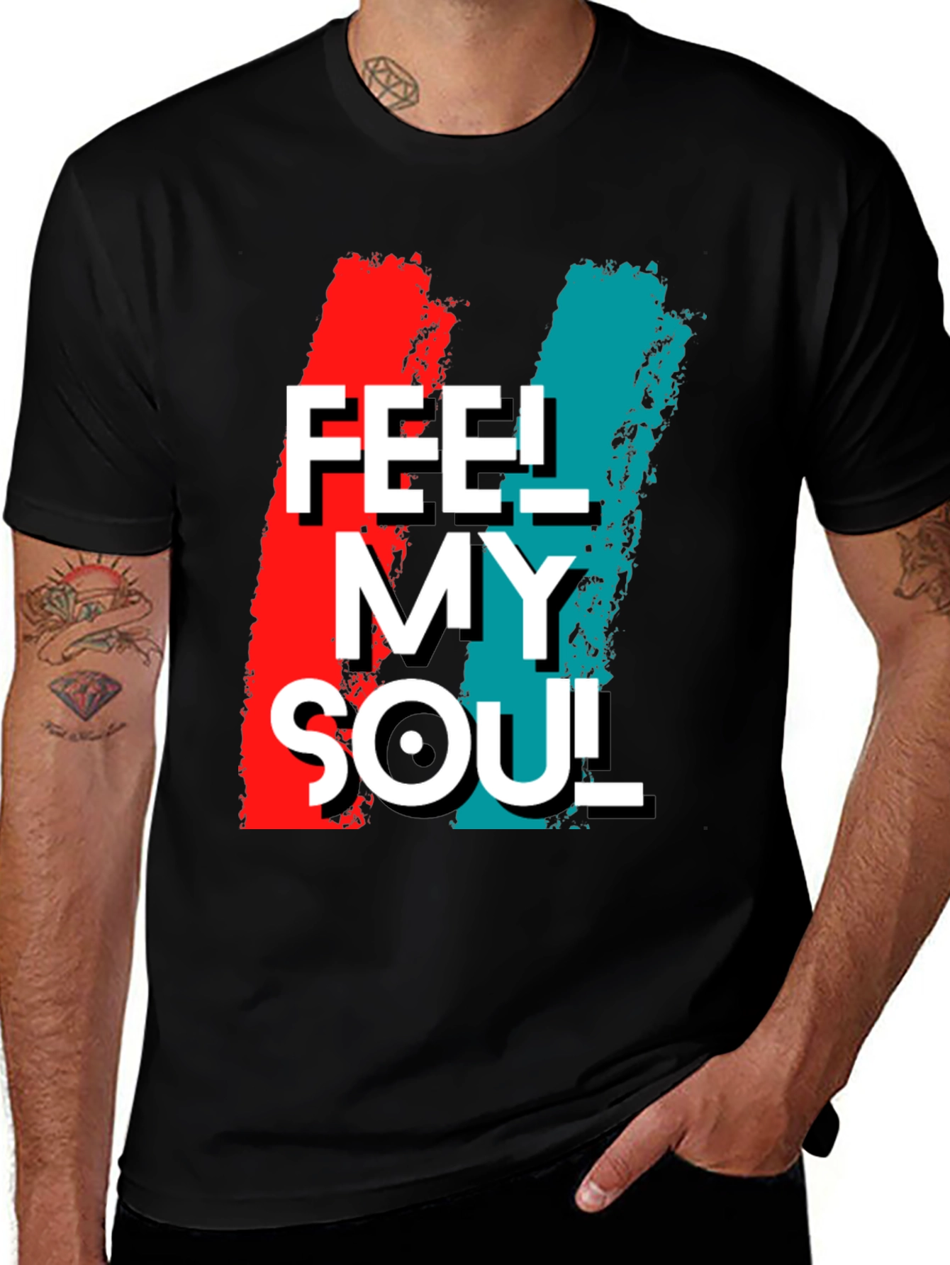 Feel My Soul Graphic Print Black T-Shirt