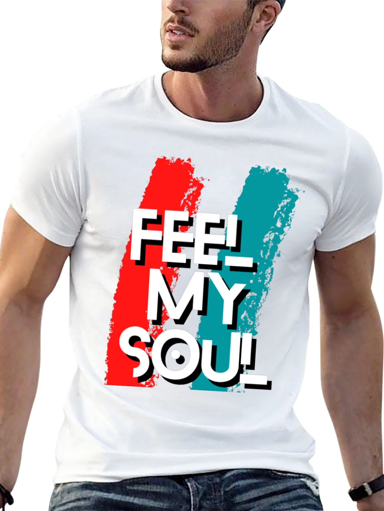 Feel My Soul Graphic Print Black T-Shirt