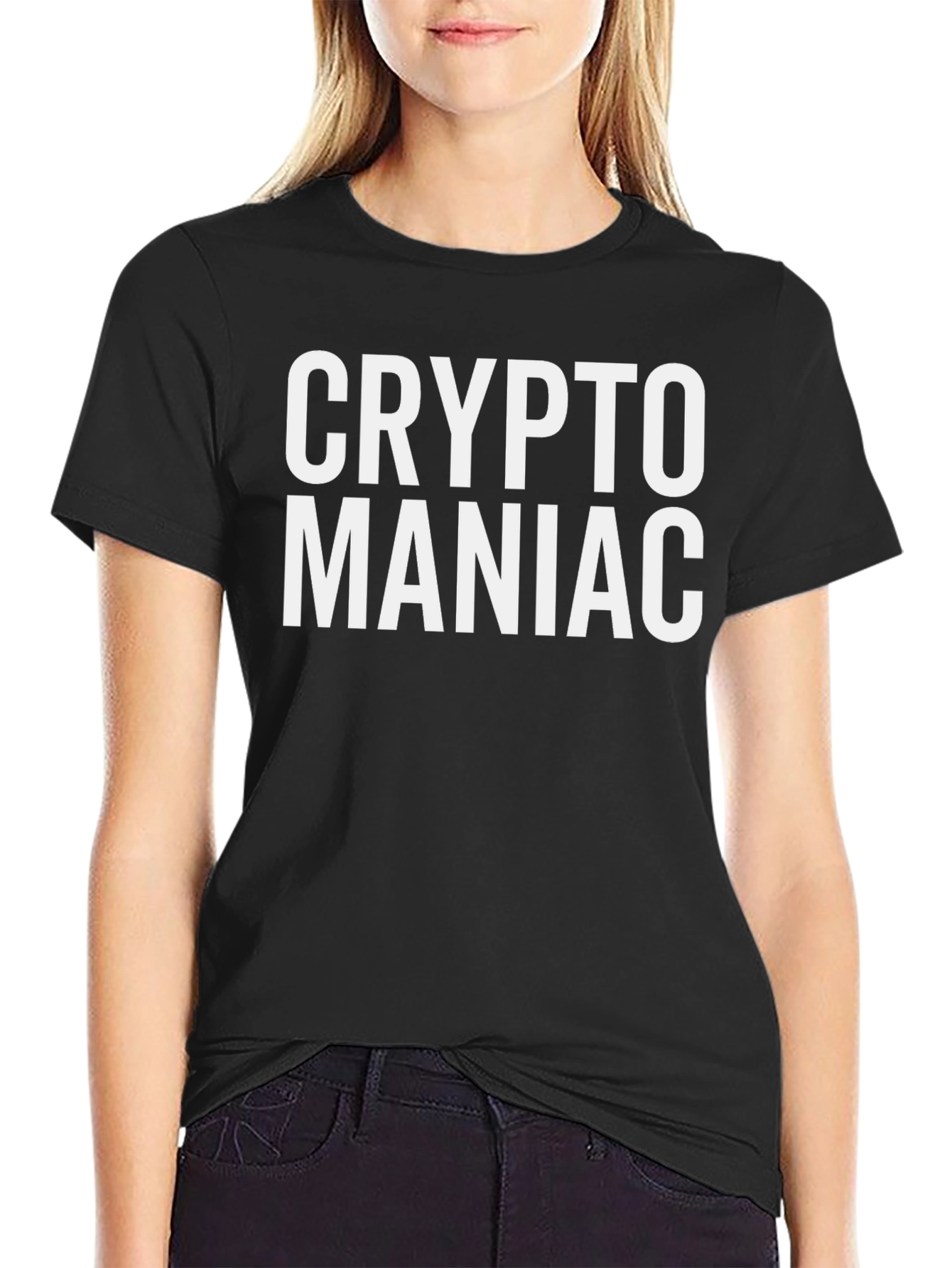 Crypto Maniac Graphic Tee - Black Crew Neck