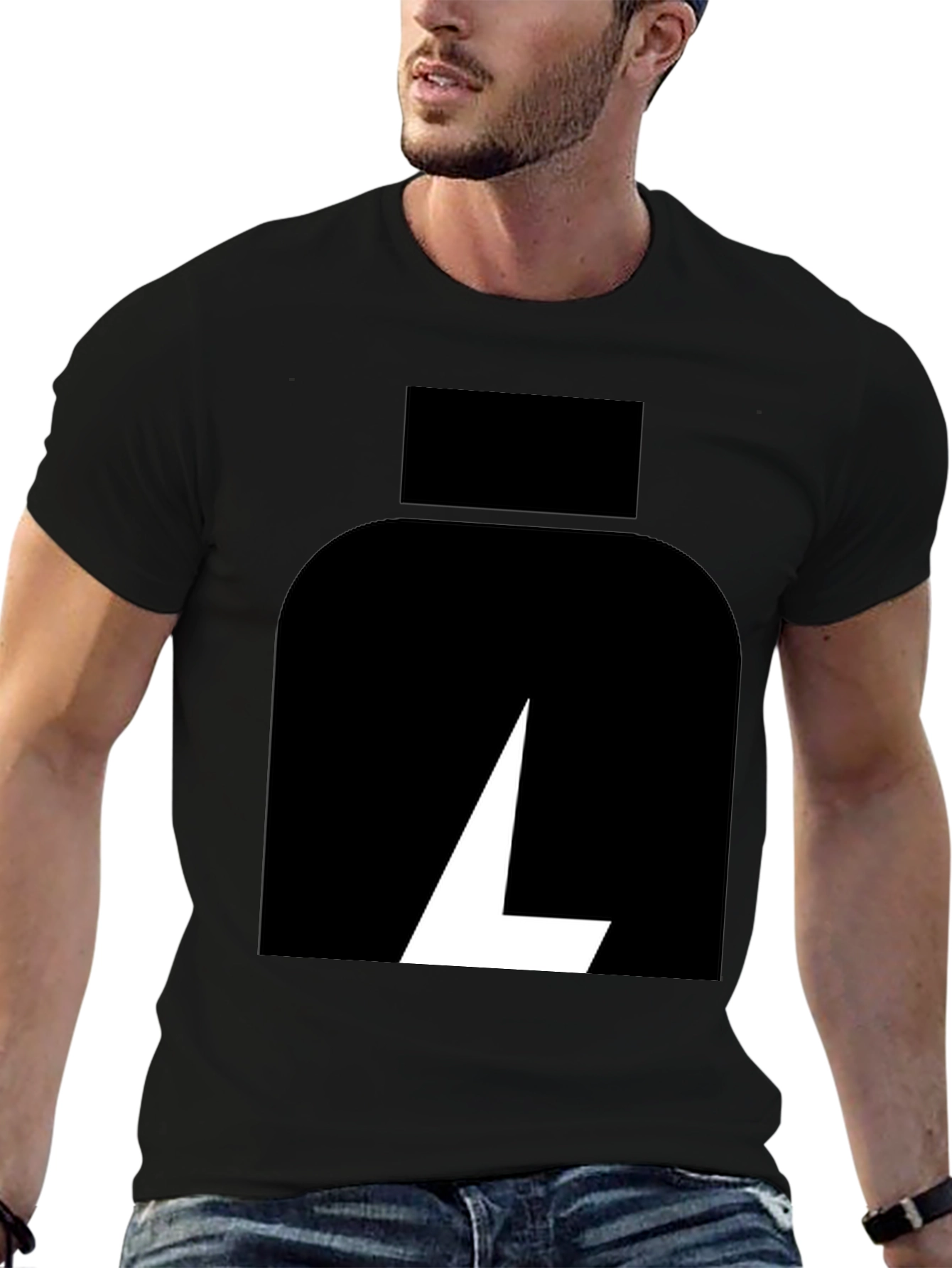 Black T-Shirt with Abstract White Logo