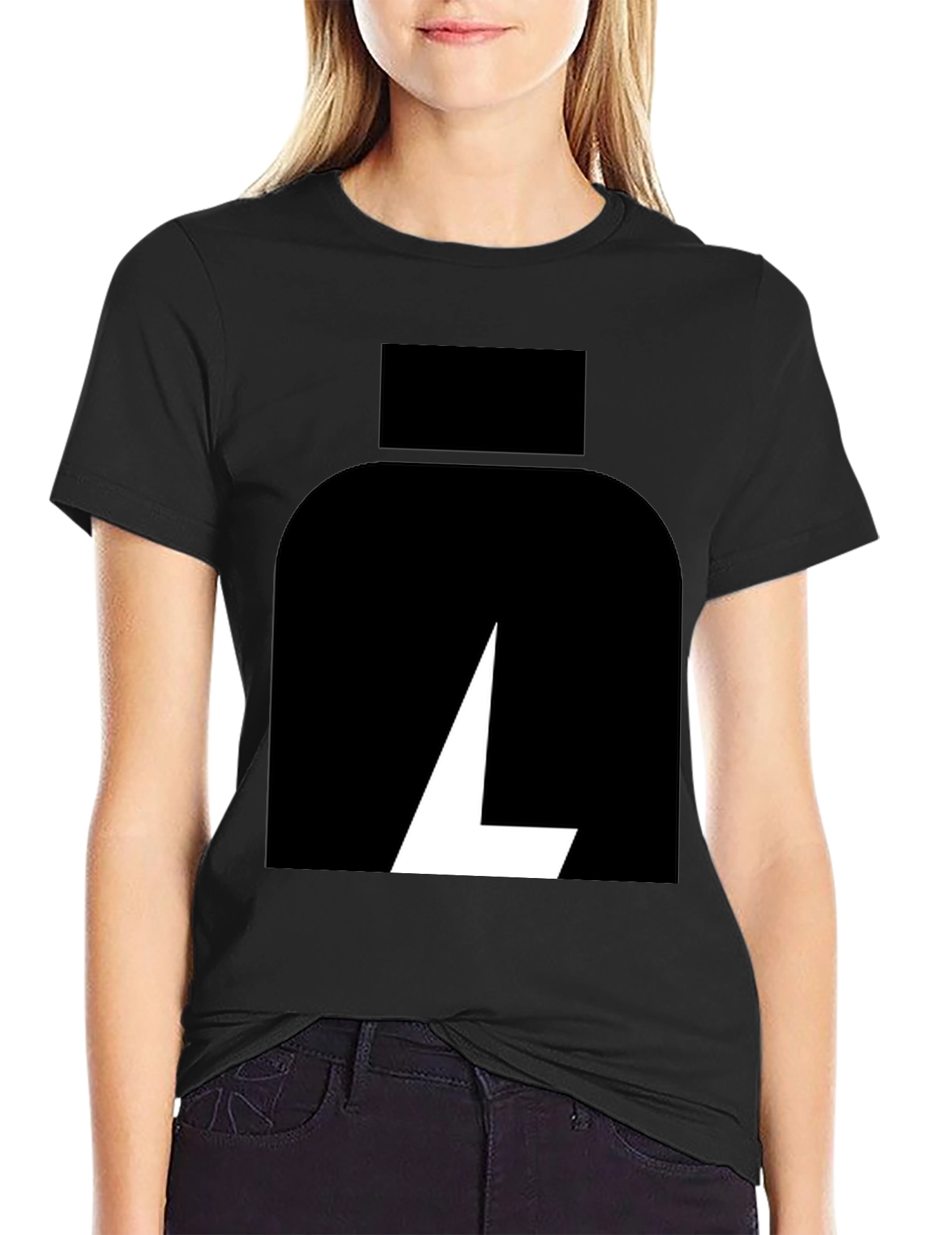 Black T-Shirt with Abstract White Logo