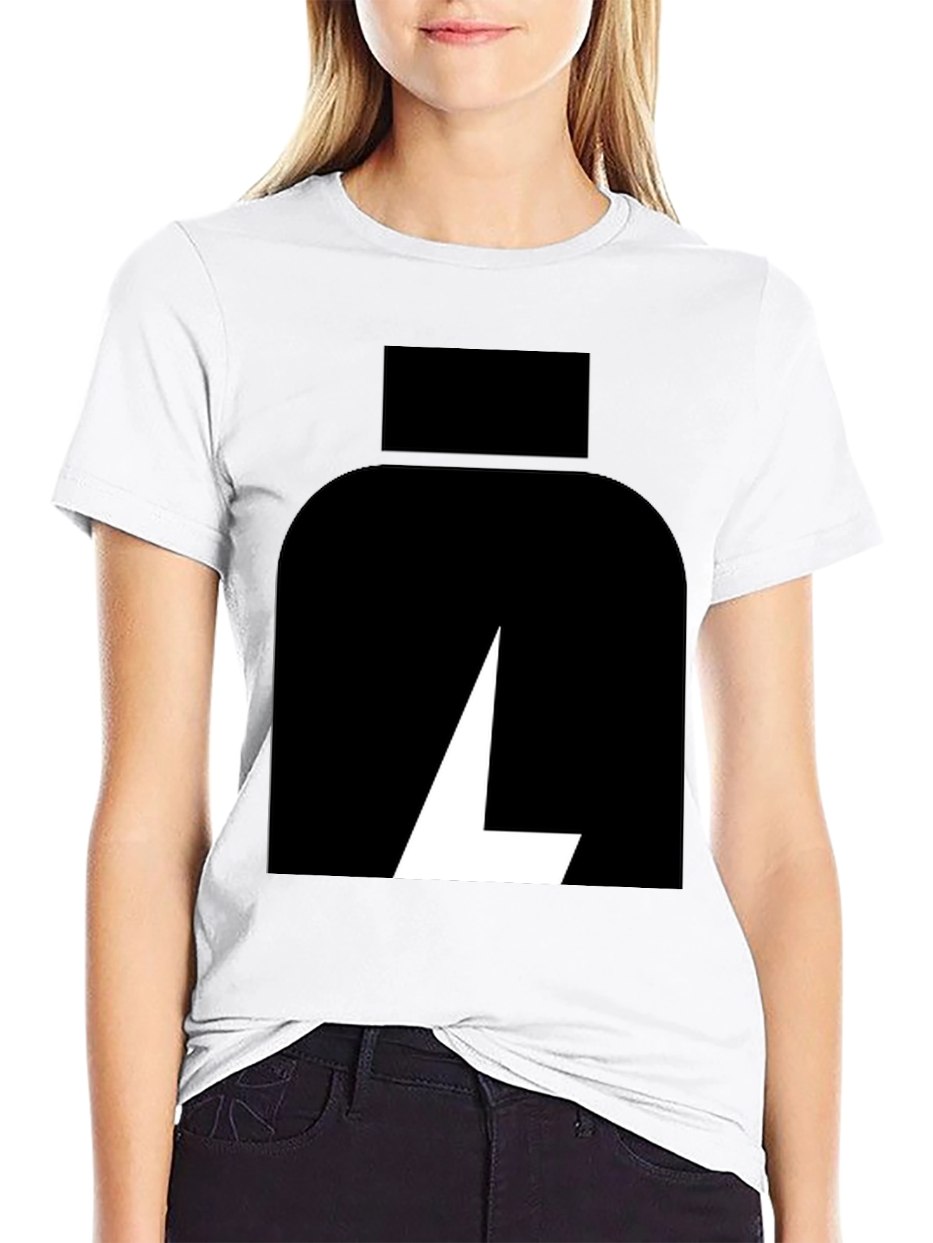 Black T-Shirt with Abstract White Logo