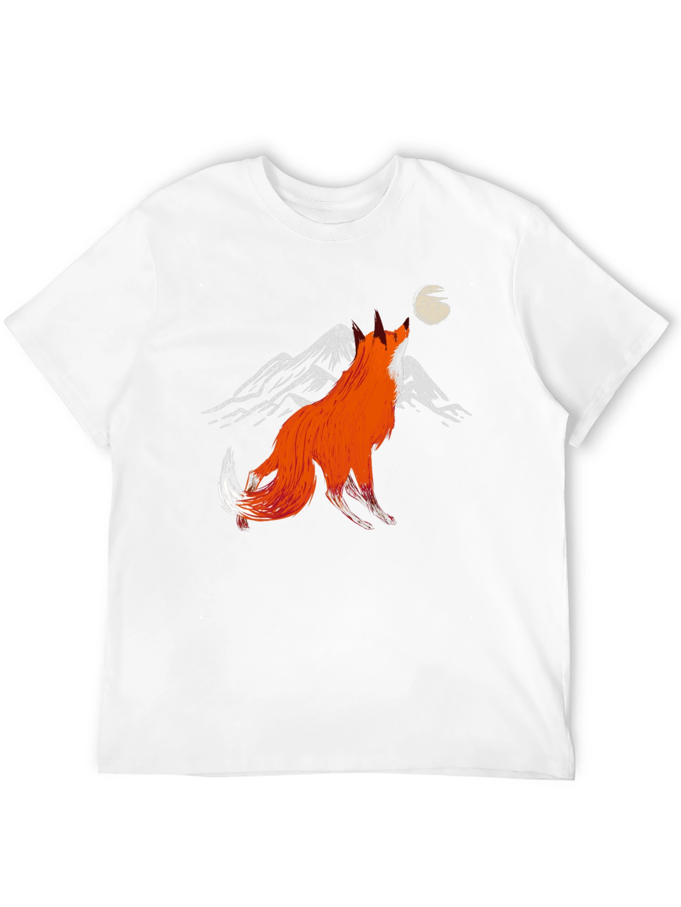 Fox Howling at Moon Graphic Tee - Black