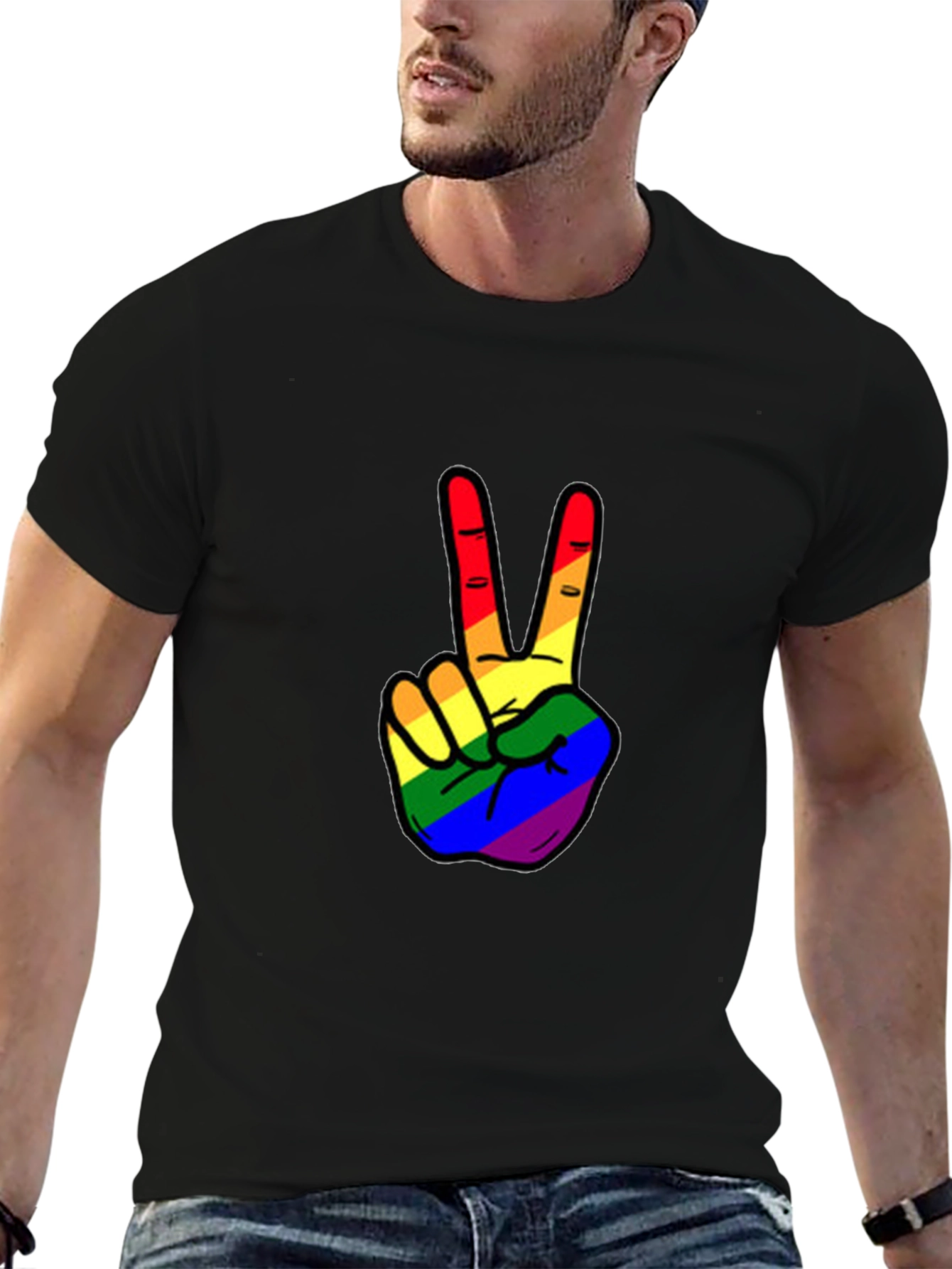 Rainbow Peace Sign Graphic Tee