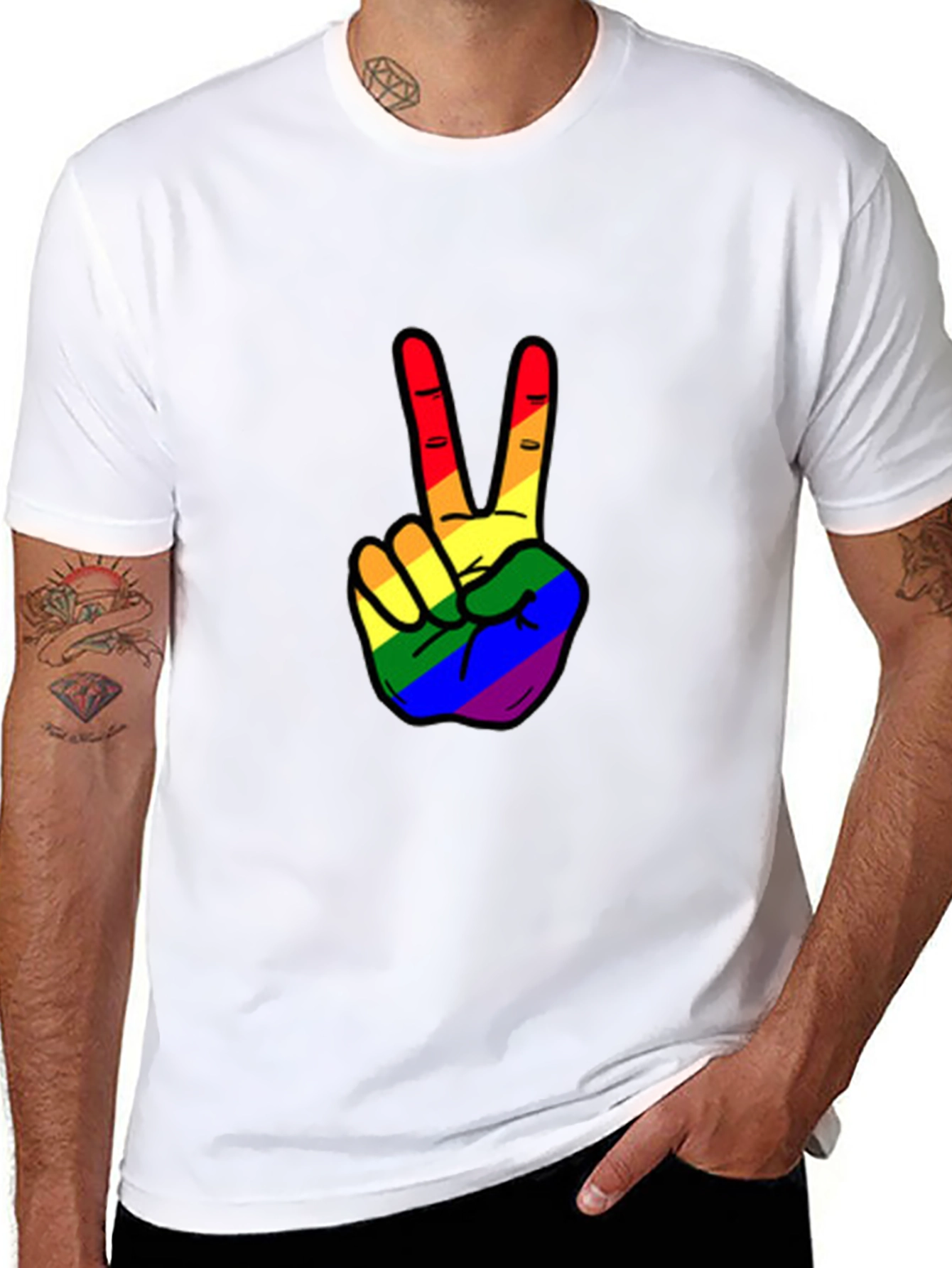 Rainbow Peace Sign Graphic Tee