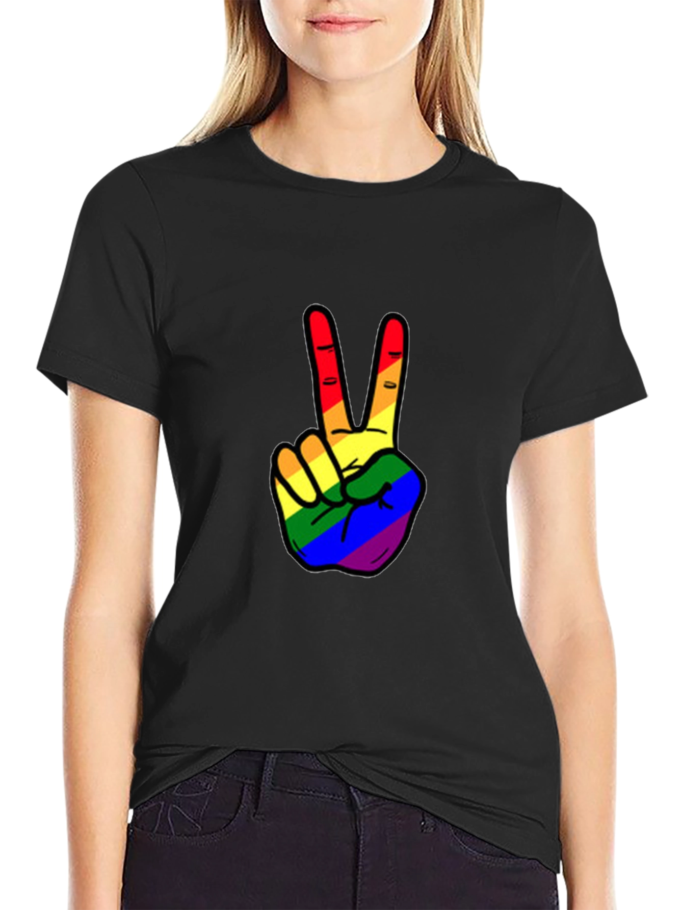 Rainbow Peace Sign Graphic Tee