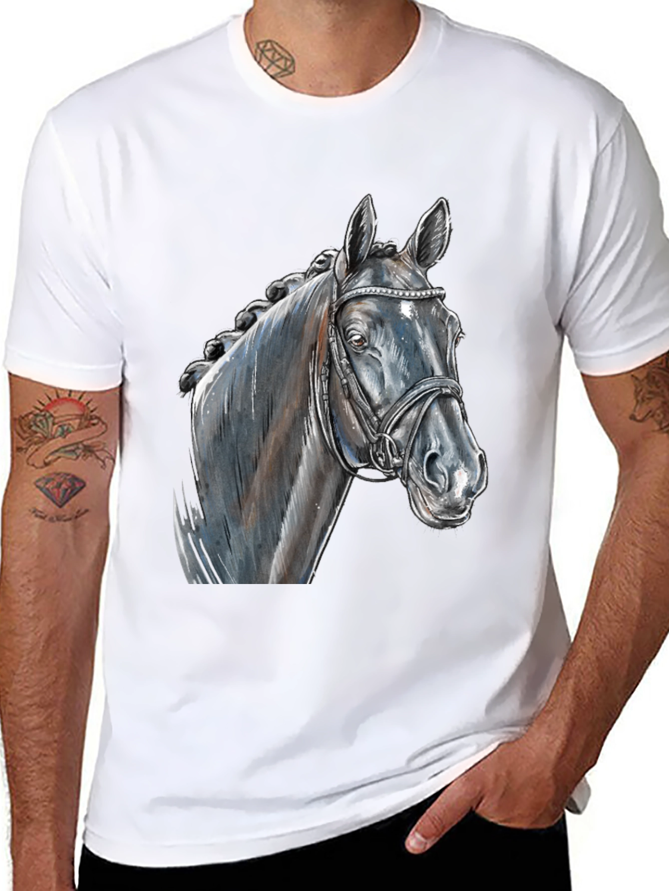 Black Horse Graphic Tee - Equestrian Style