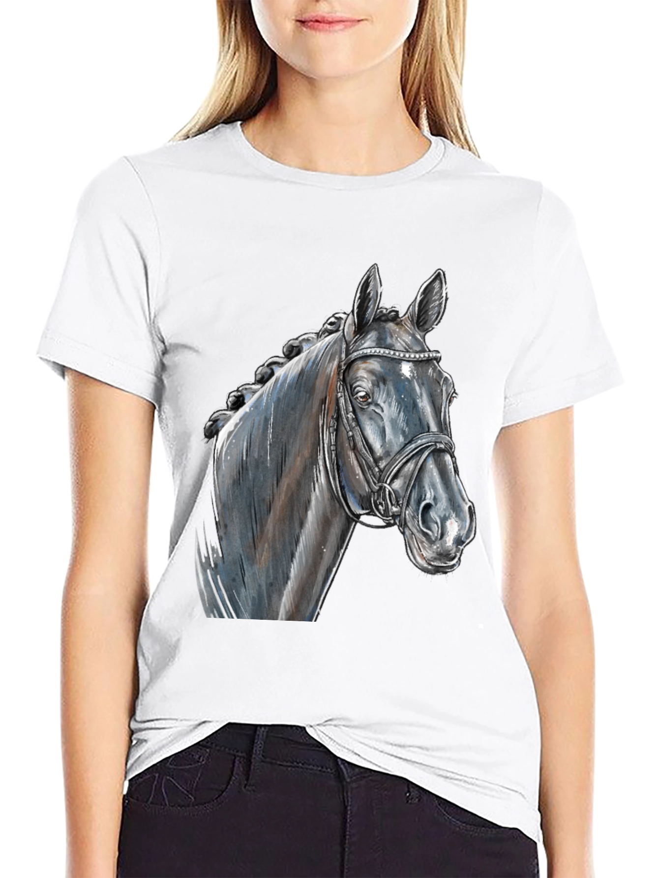 Black Horse Graphic Tee - Equestrian Style