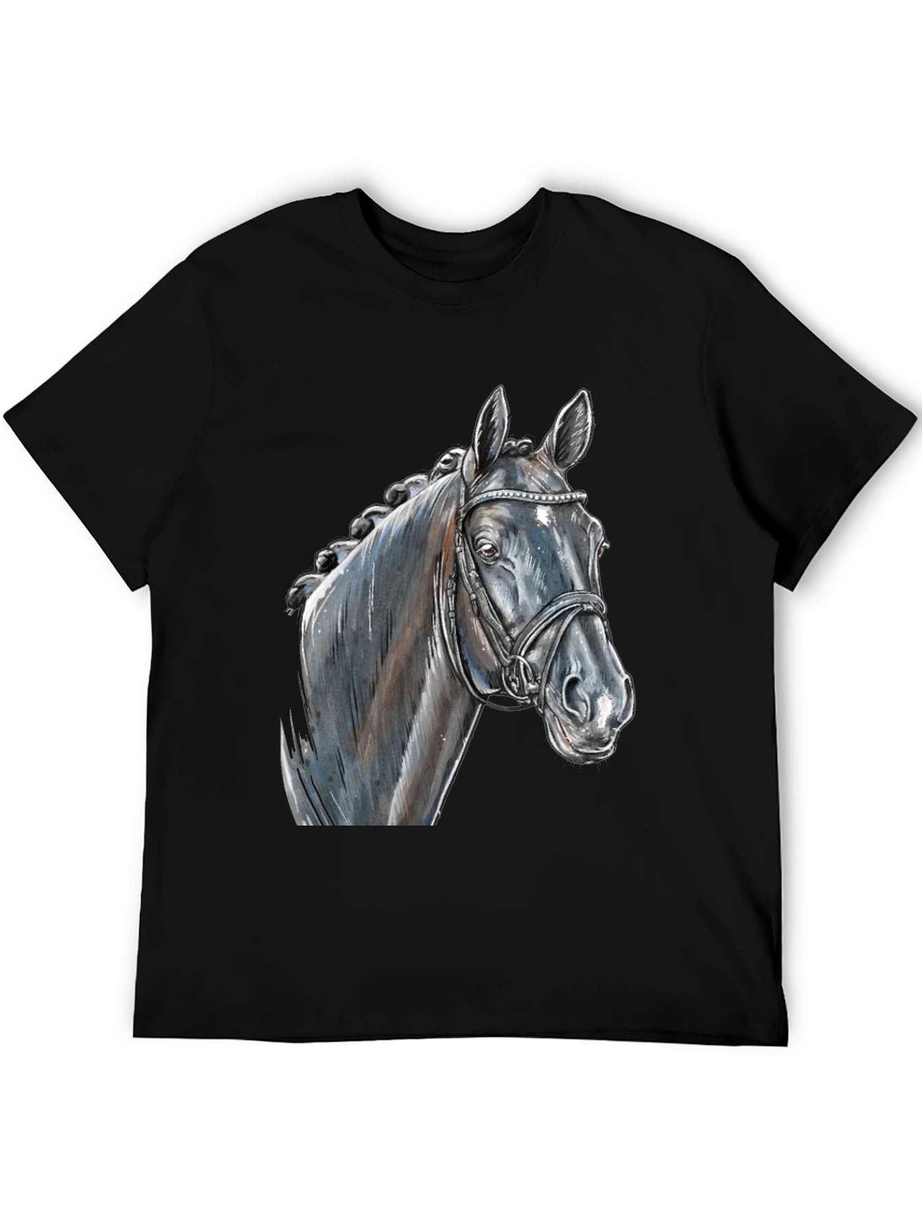 Black Horse Graphic Tee - Equestrian Style