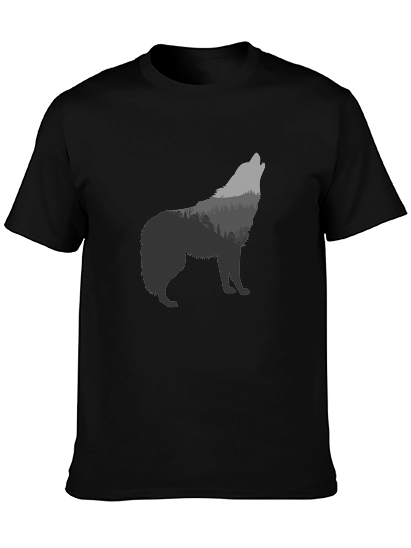 Wolf Forest Graphic T-Shirt - Black