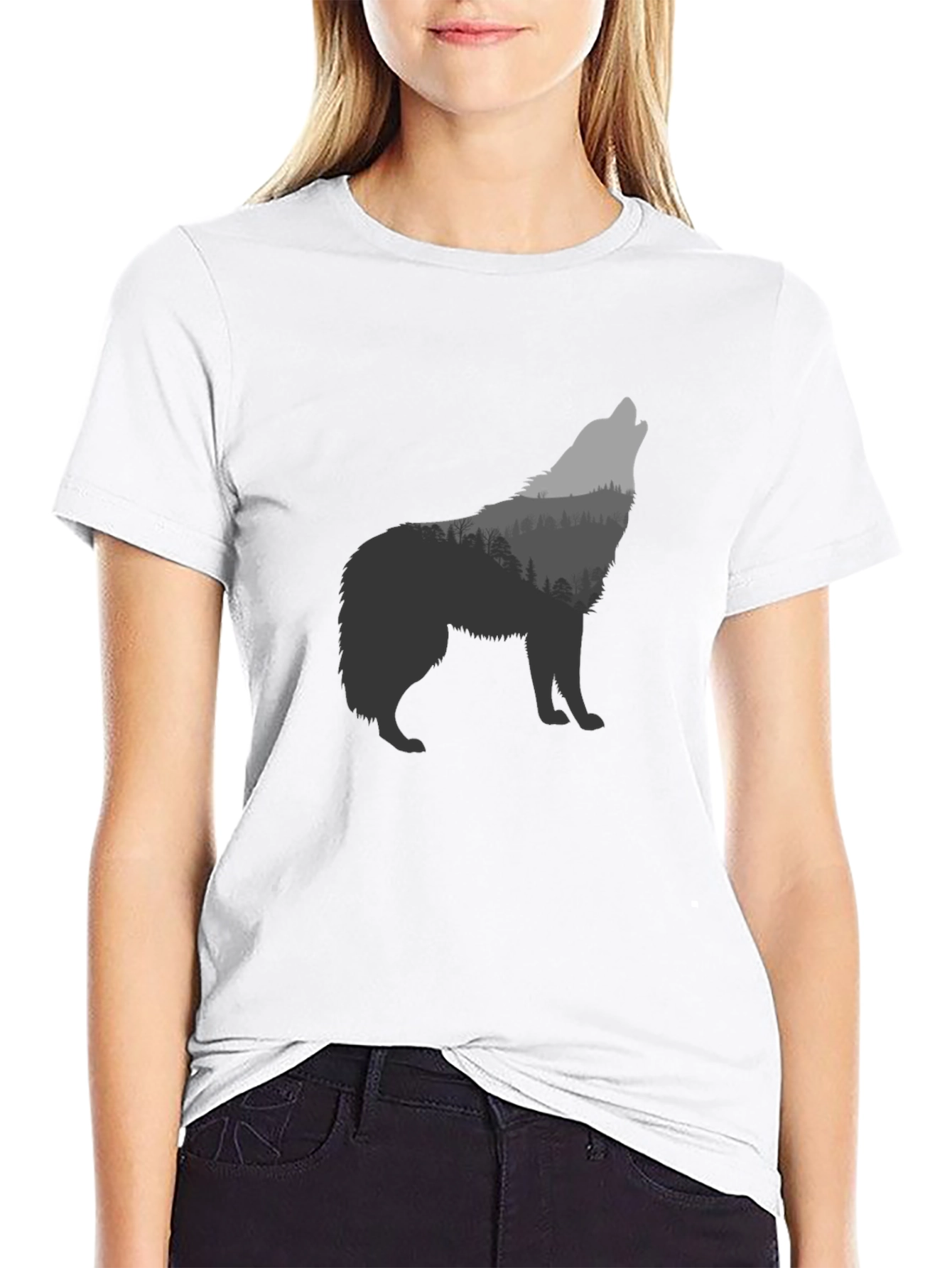 Wolf Forest Graphic T-Shirt - Black