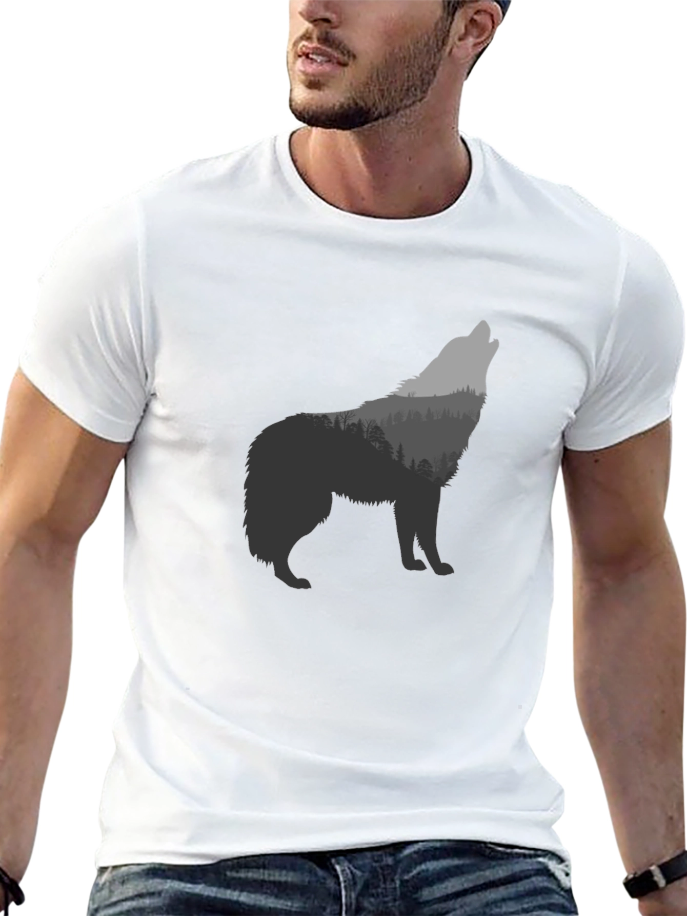 Wolf Forest Graphic T-Shirt - Black